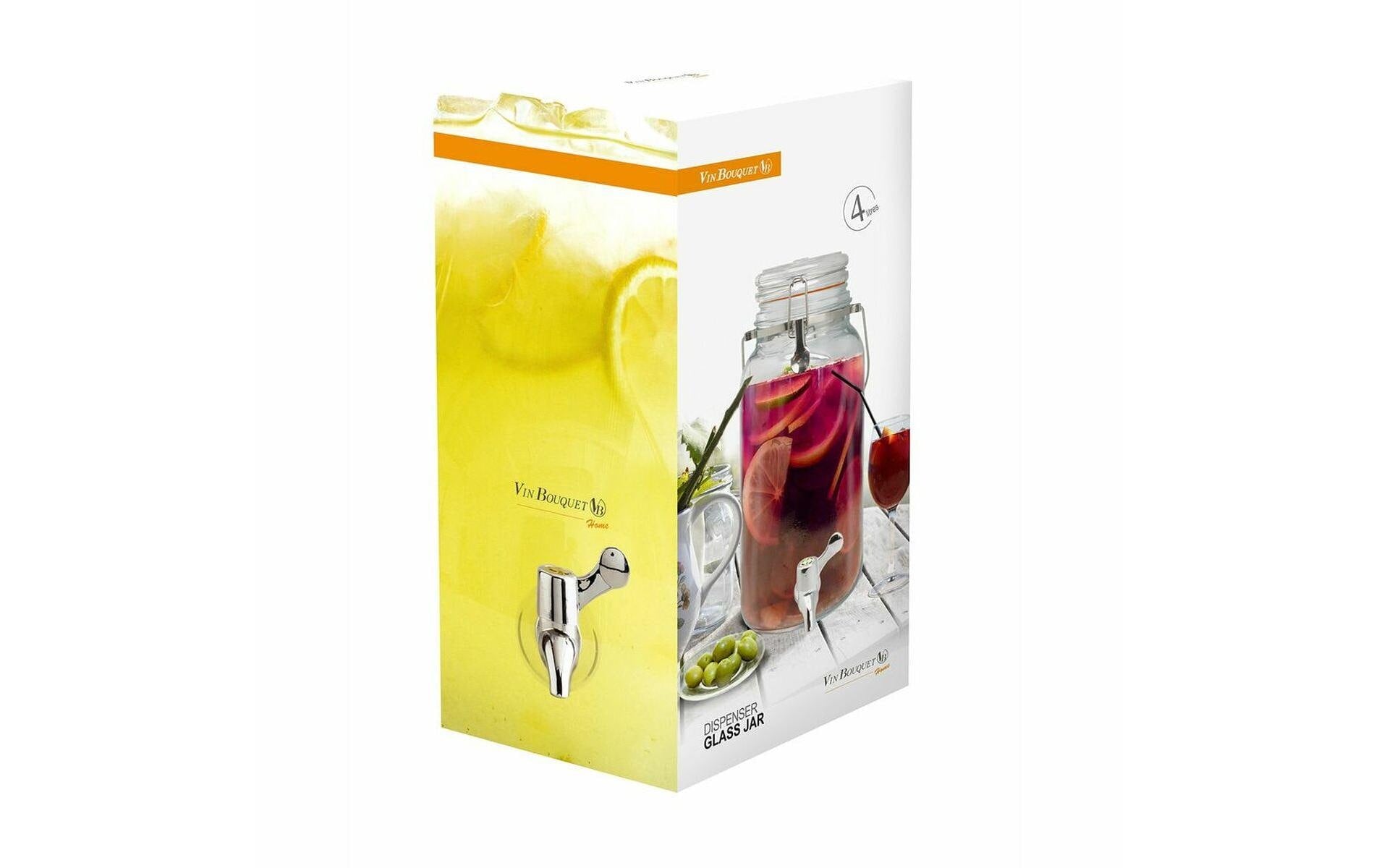 Vin Bouquet Getränkespender – 4 l, Ø 14 cm, Glas/Kunststoff (ABS)/Silikon, Transparent, BPA-frei