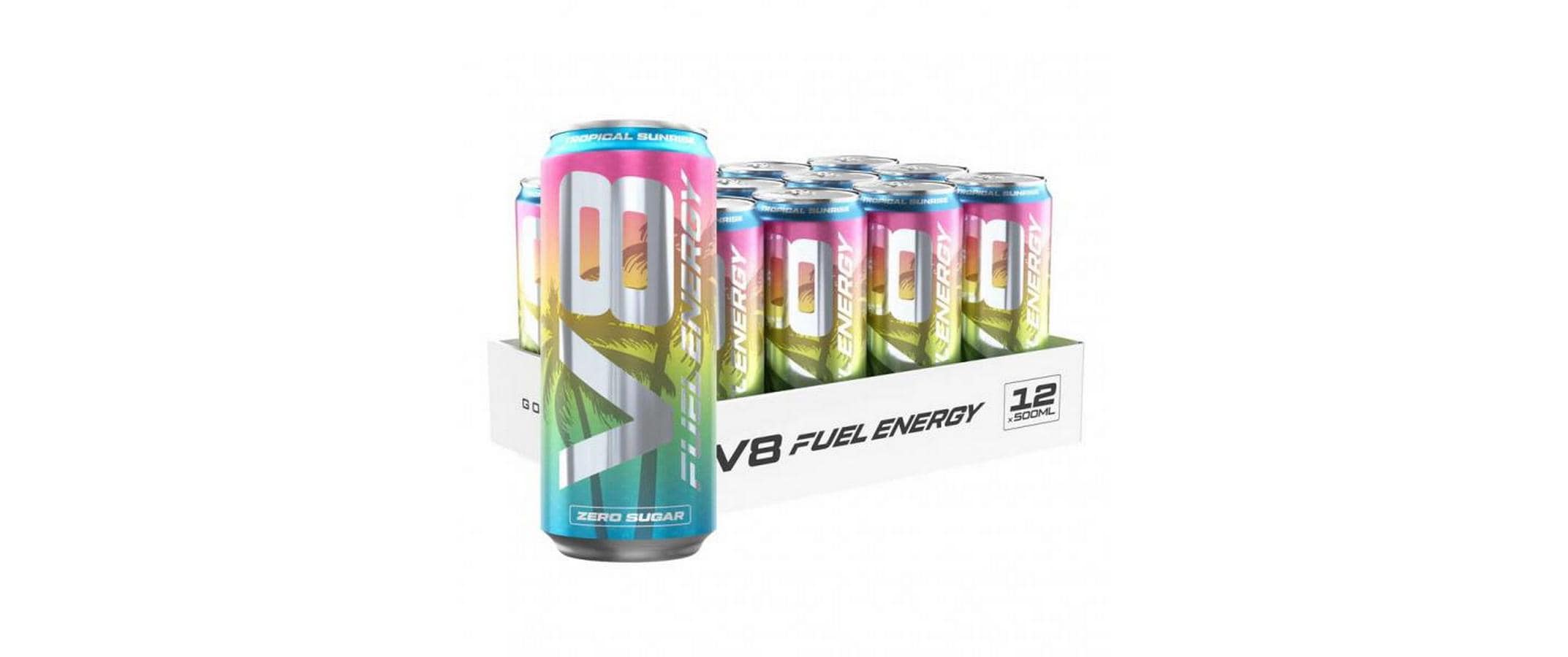 Vast Energy Drink V8 Fuel, Tropische Frucht, Zuckerfrei, Koffeinhaltig – 12 × 5 dl
