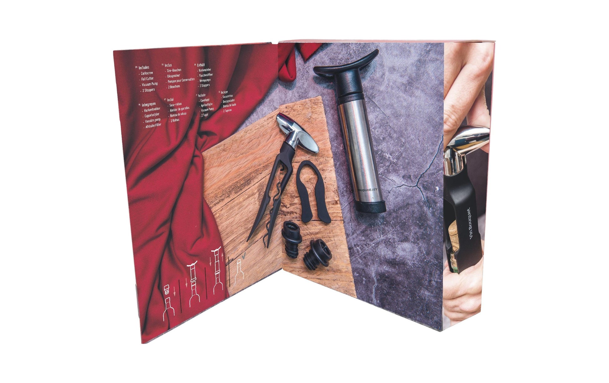 Vin Bouquet Sommelier-Set – 4-teilig, Edelstahl/Kunststoff (ABS), Schwarz