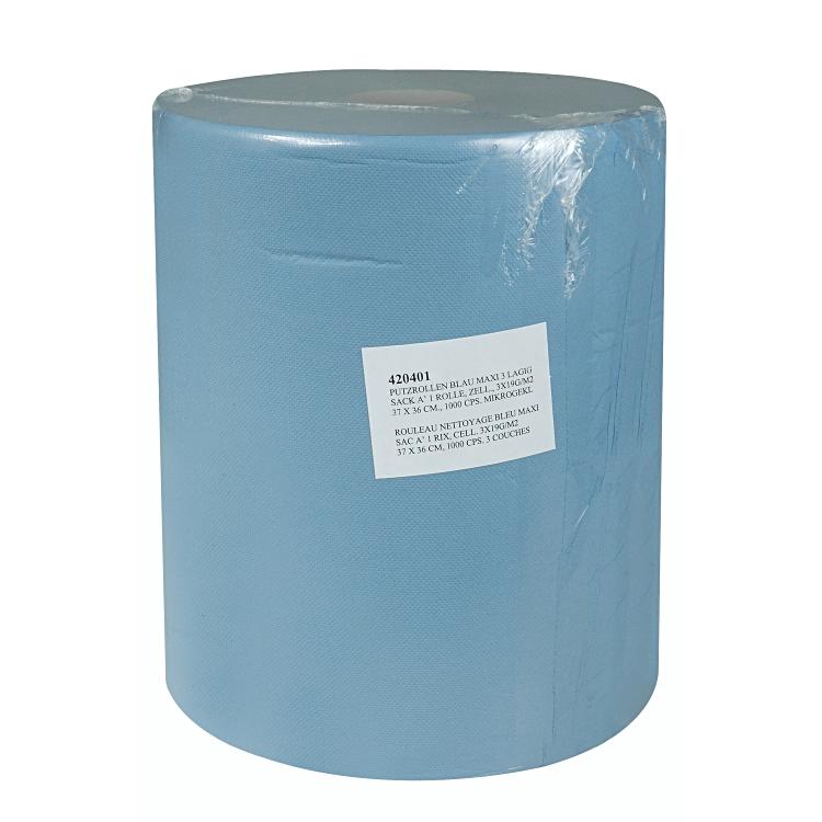 Venardo softline Putzrolle Maxi – 3-lagig – 37 × 36 cm – 1000 Blatt – Blau – 1 Rolle