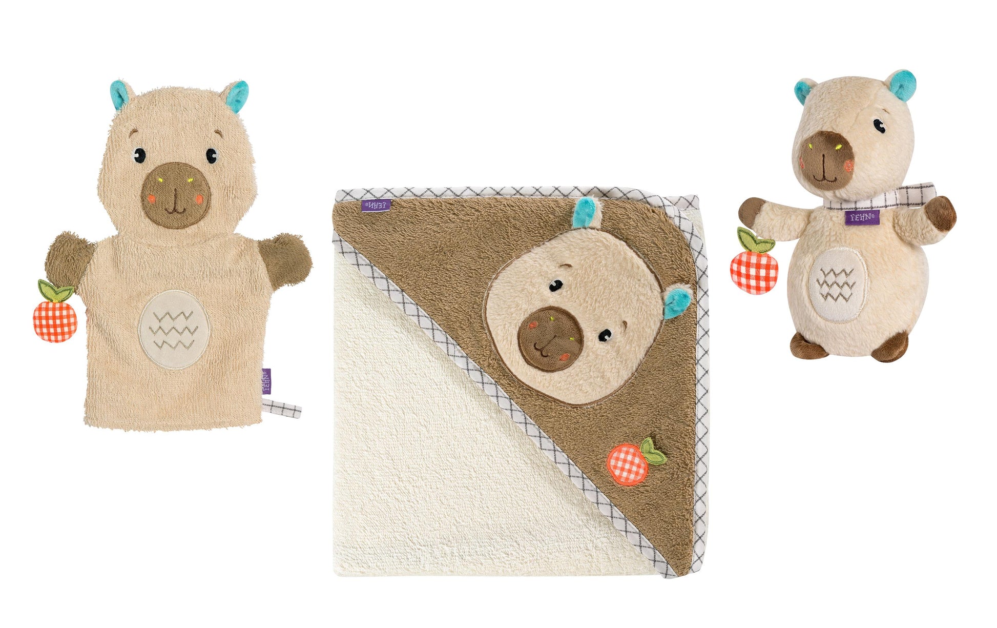 Fehn Badetuch Capybara Clara – 78% Baumwolle/22% Polyester, Mehrfarbig, 2-teiliges Set