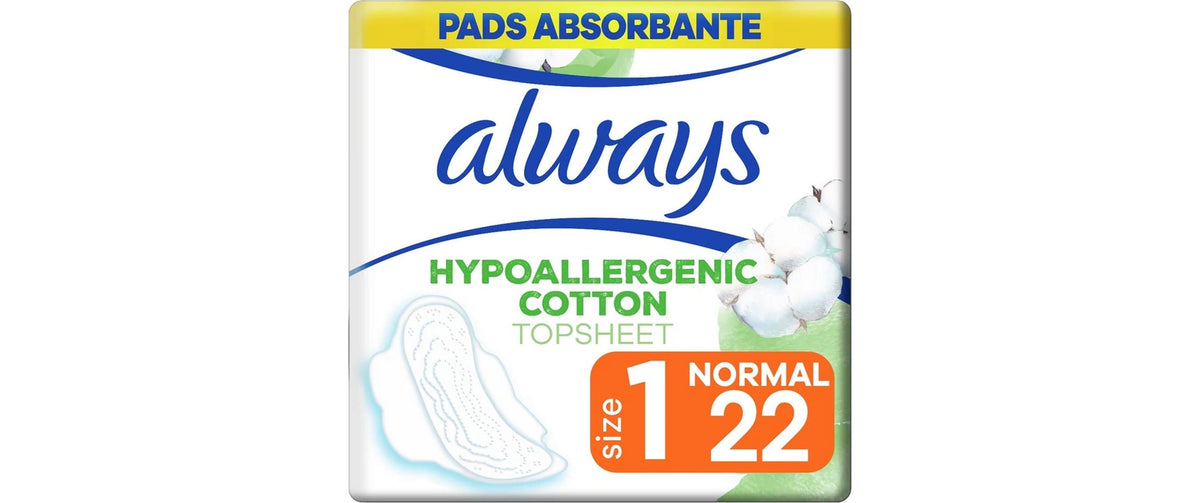 Always Cotton Normal Binden – mit Flügeln – Grösse 1 – 22 Stück