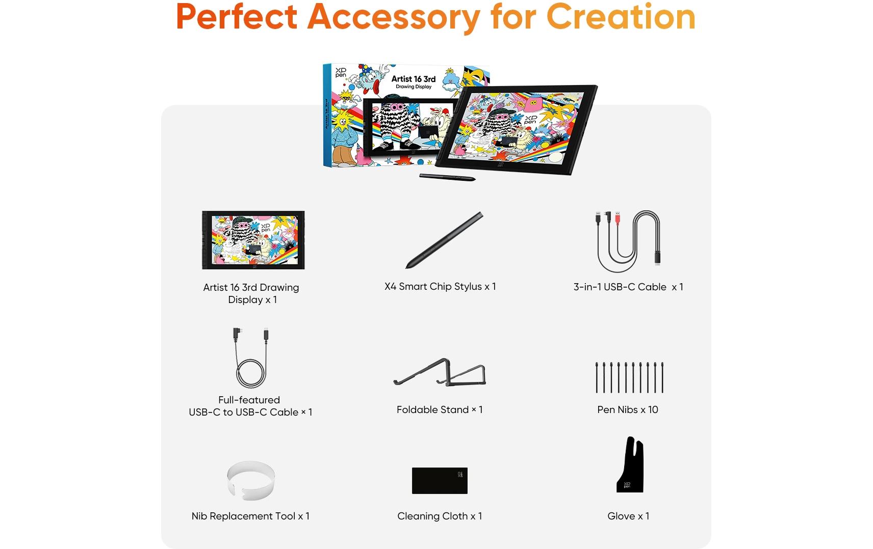XPPen Artist 16 Gen3 – Stift-Display – 16" – 1920 × 1080 (Full HD) – LCD – 16k Druckstufen