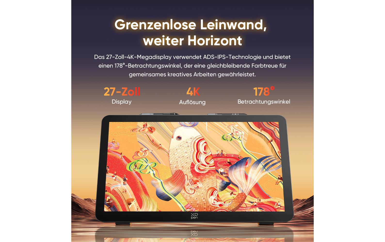 XPPen Artist Pro 27 Gen2 – Stift-Display – 27" – 3840 × 2160 (UHD 4K) – IPS – Touch – 16k Druckstufen