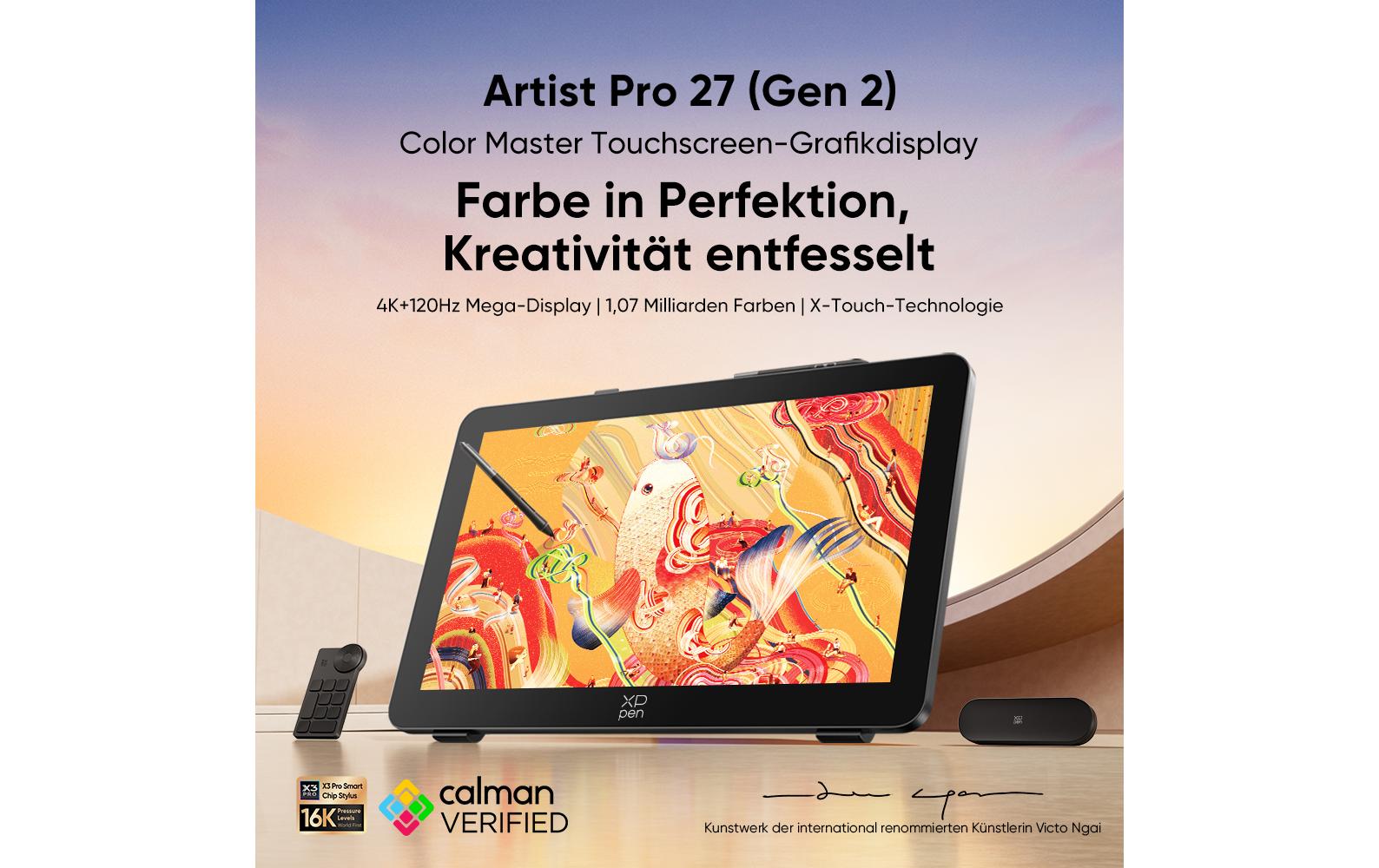 XPPen Artist Pro 27 Gen2 – Stift-Display – 27" – 3840 × 2160 (UHD 4K) – IPS – Touch – 16k Druckstufen