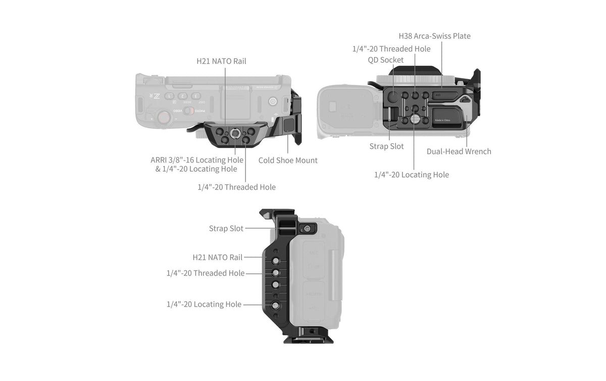 SmallRig Half Cage – für Nikon ZR – Schwarz – 99 × 56,4 × 102,1 mm, 110 g