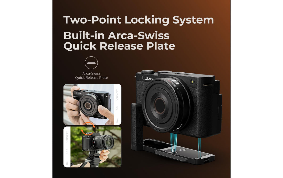 SmallRig L-förmige Montageplatte – für Panasonic LUMIX S9 – Braun (Holzoptik) – 126 × 62,9 × 49 mm, 58 g