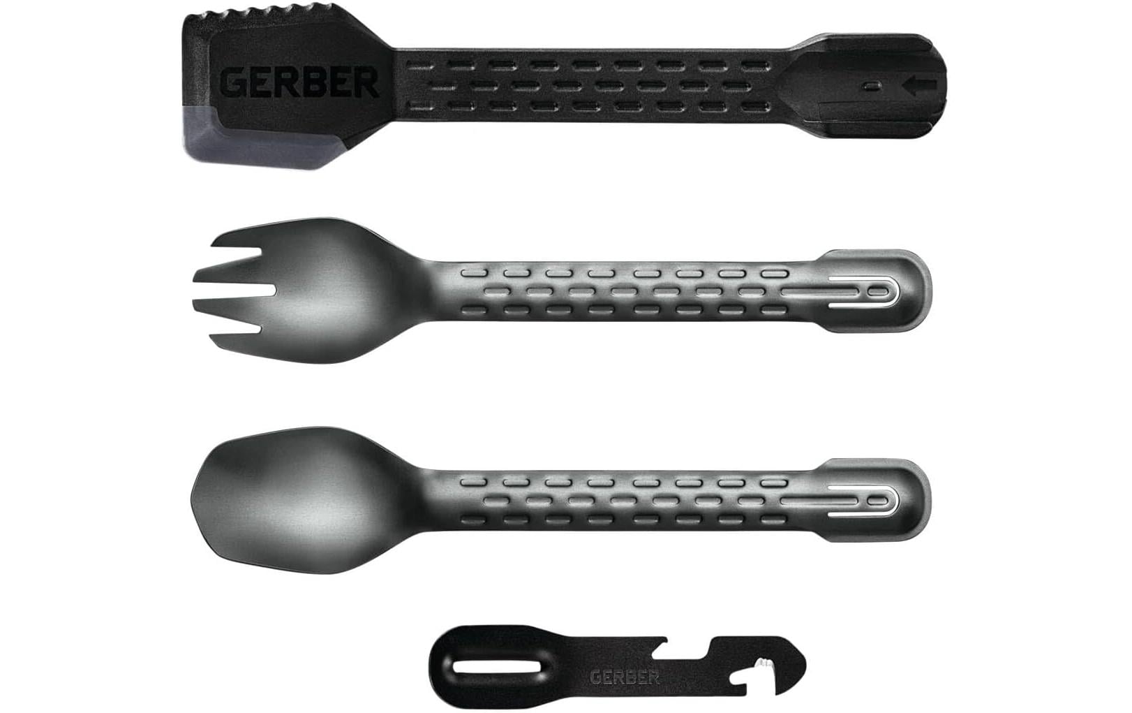 Gerber Compleat Onyx Besteck-Set – 19,7 cm, Aluminium, Edelstahl, Schwarz, BPA-frei, spülmaschinenfest