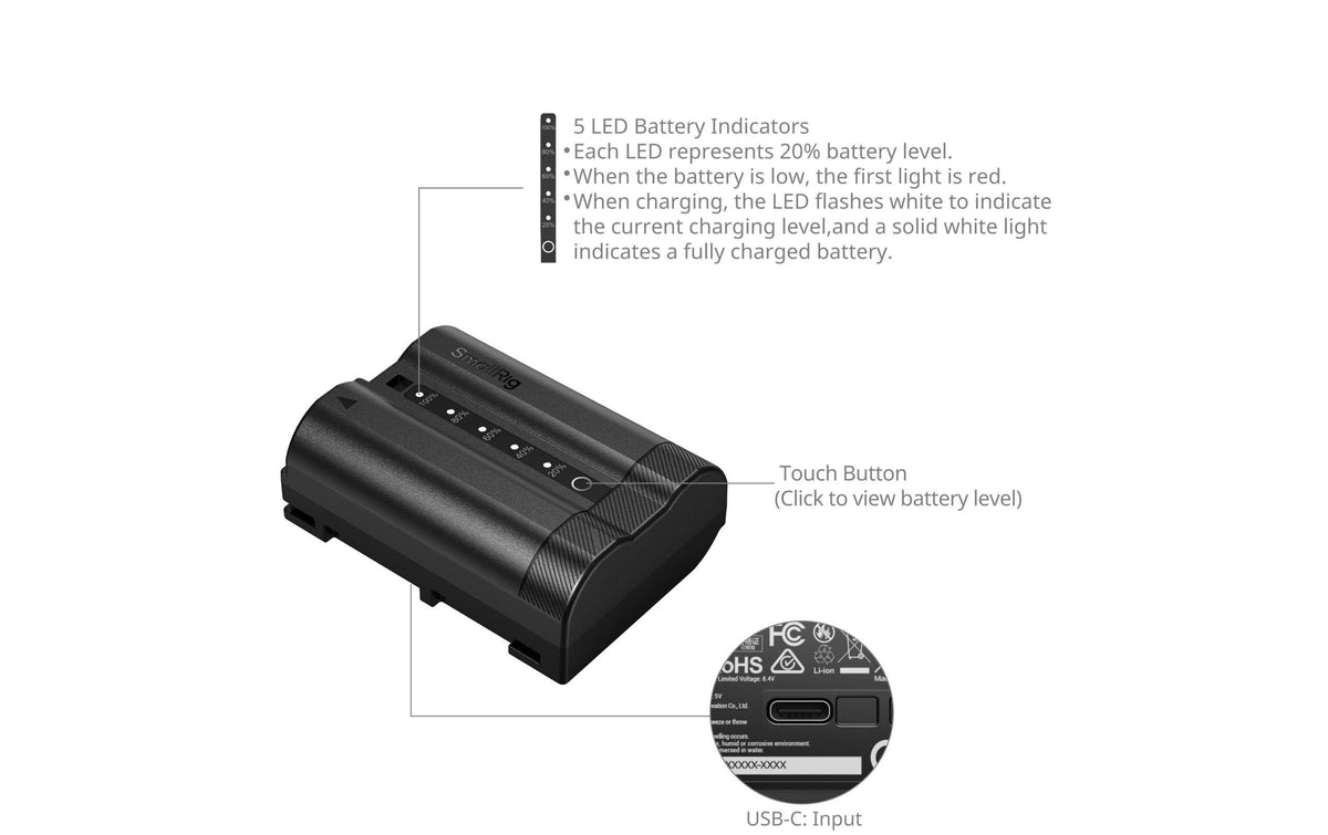 SmallRig Akku 2600 mAh, 7,2 V (18,144 Wh) – für Nikon EN-EL15c