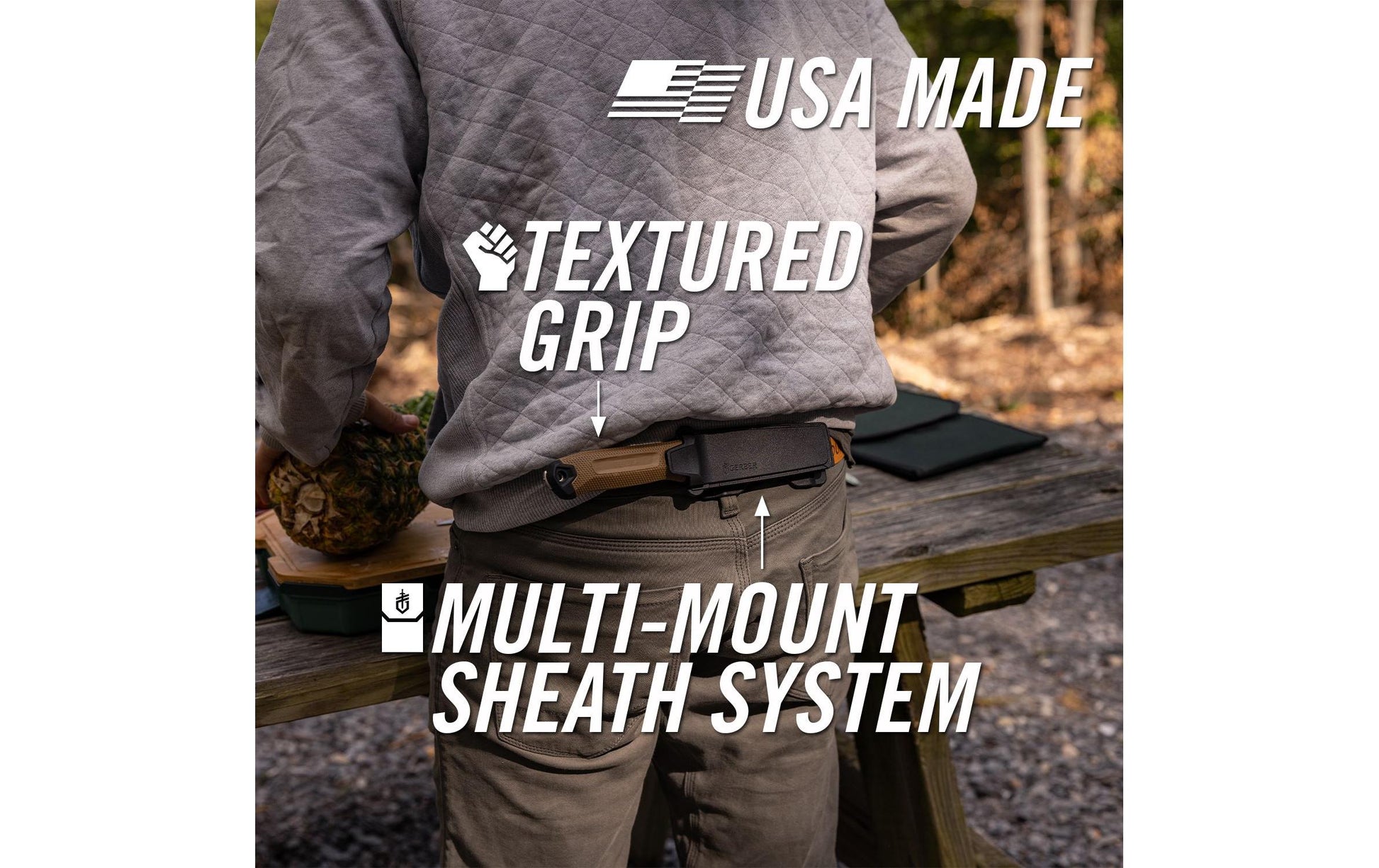 Gerber STRONGARM CAMP MAGNACUT – Outdoormesser Klingenlänge 102 mm, feststehende Klinge, Braun