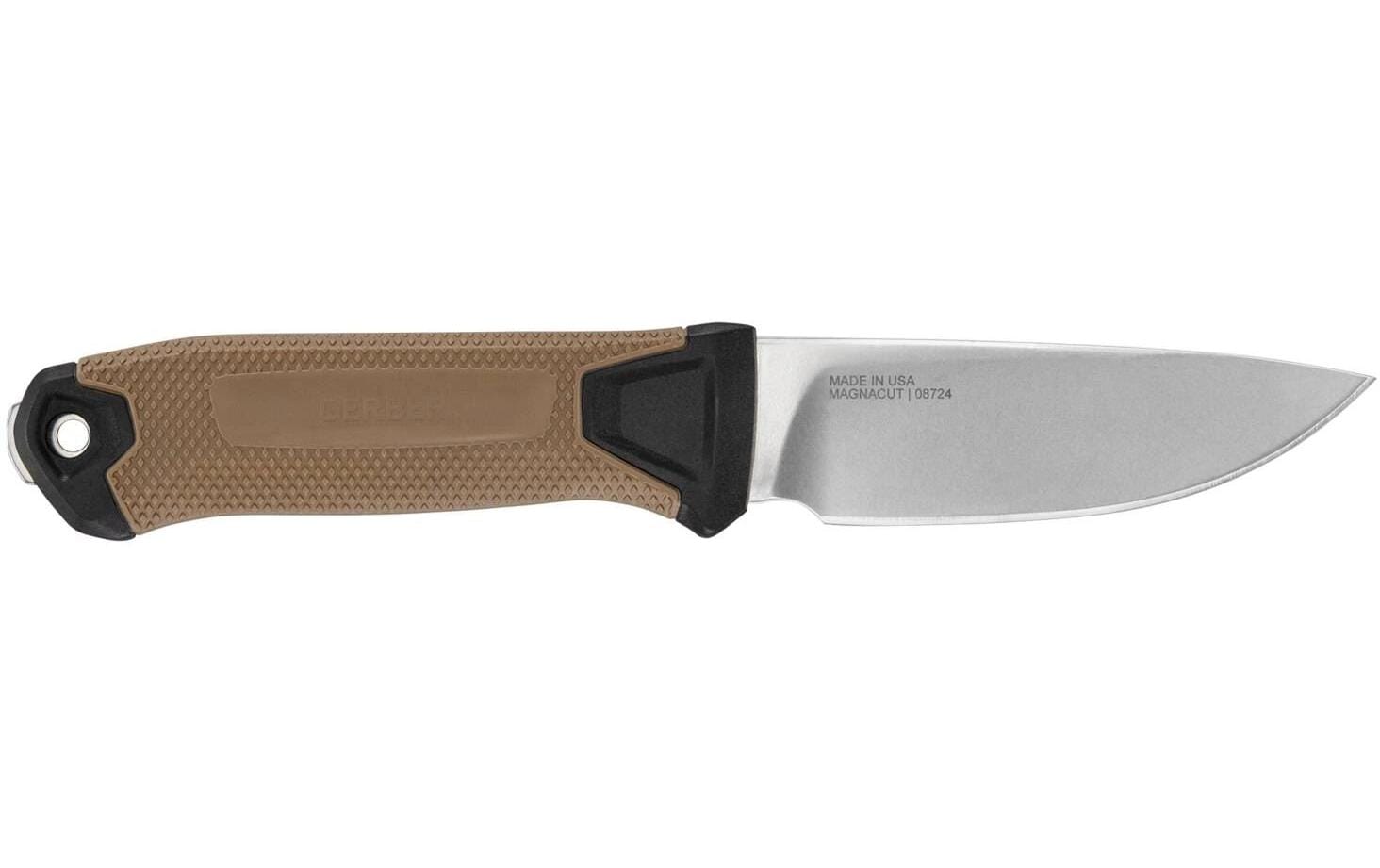Gerber STRONGARM CAMP MAGNACUT – Outdoormesser Klingenlänge 102 mm, feststehende Klinge, Braun