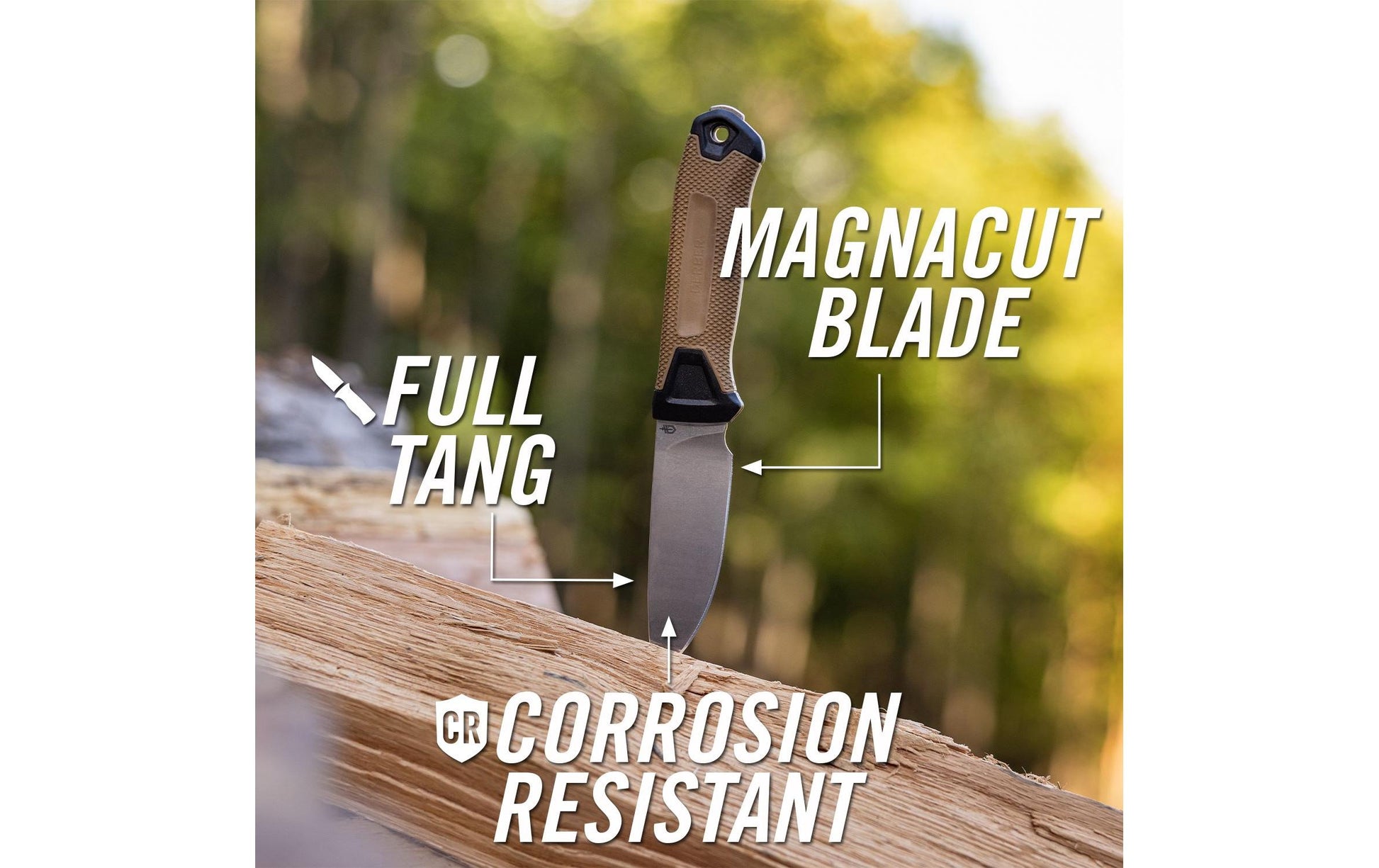 Gerber STRONGARM CAMP MAGNACUT – Outdoormesser Klingenlänge 102 mm, feststehende Klinge, Braun
