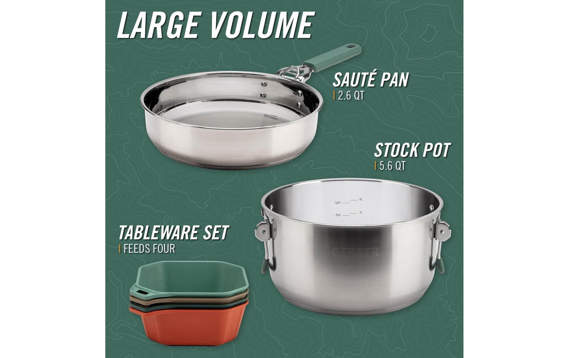 Gerber Fondue-Set – Ø 25,4 cm, Edelstahl/Polyester/Silikon, Mehrfarbig