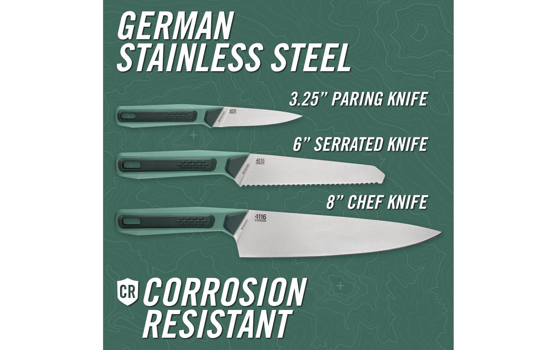 Gerber Besteck-Set – Edelstahl, Griff Polypropylen, Grün, spülmaschinenfest