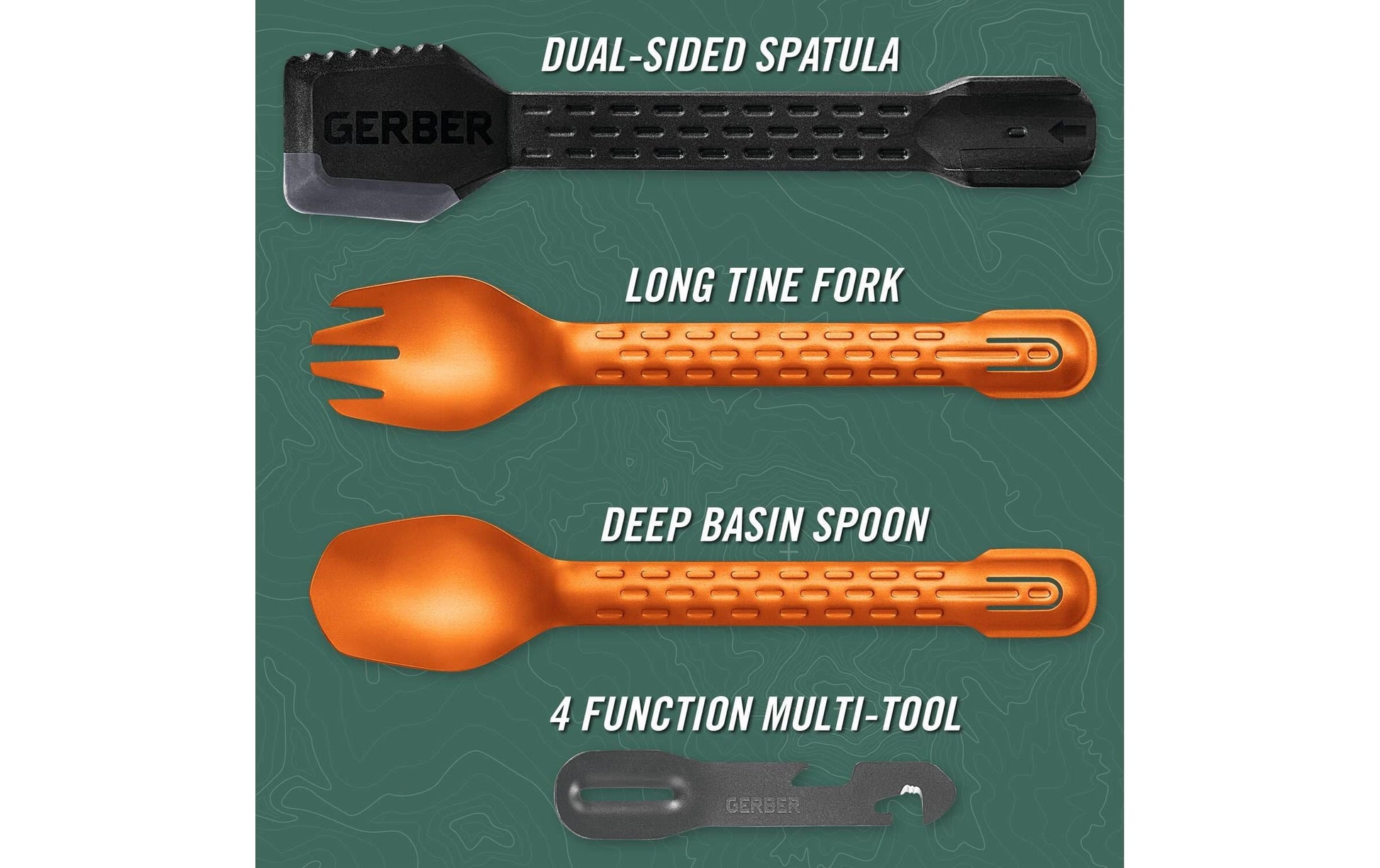 Gerber Compleat Lunchbox-Besteck – 4-teilig, 19,7 cm, glasfaserverstärktes Nylon, Silikon, Orange