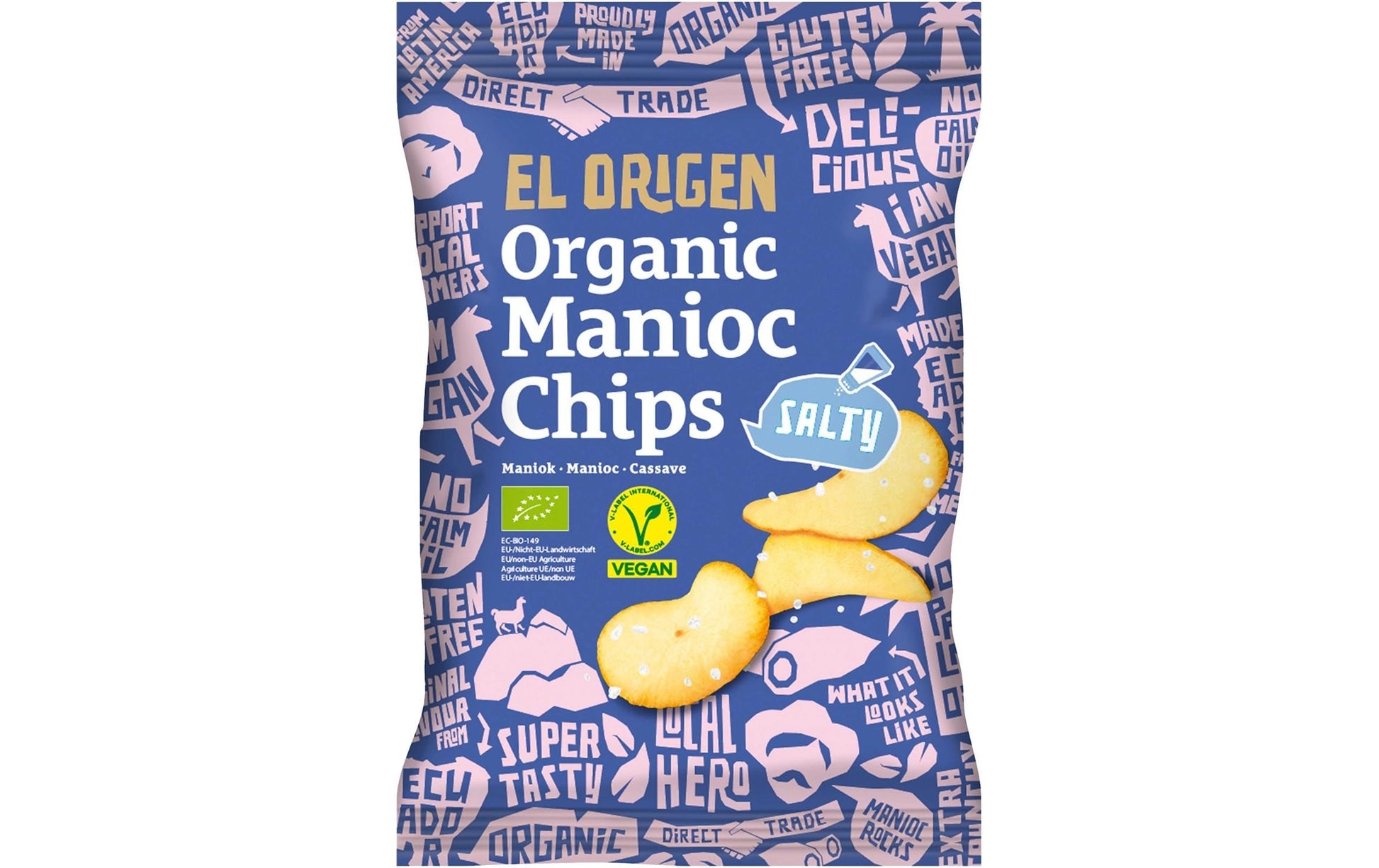El origen Maniok Chips – Meersalz, bio, glutenfrei – 60 g