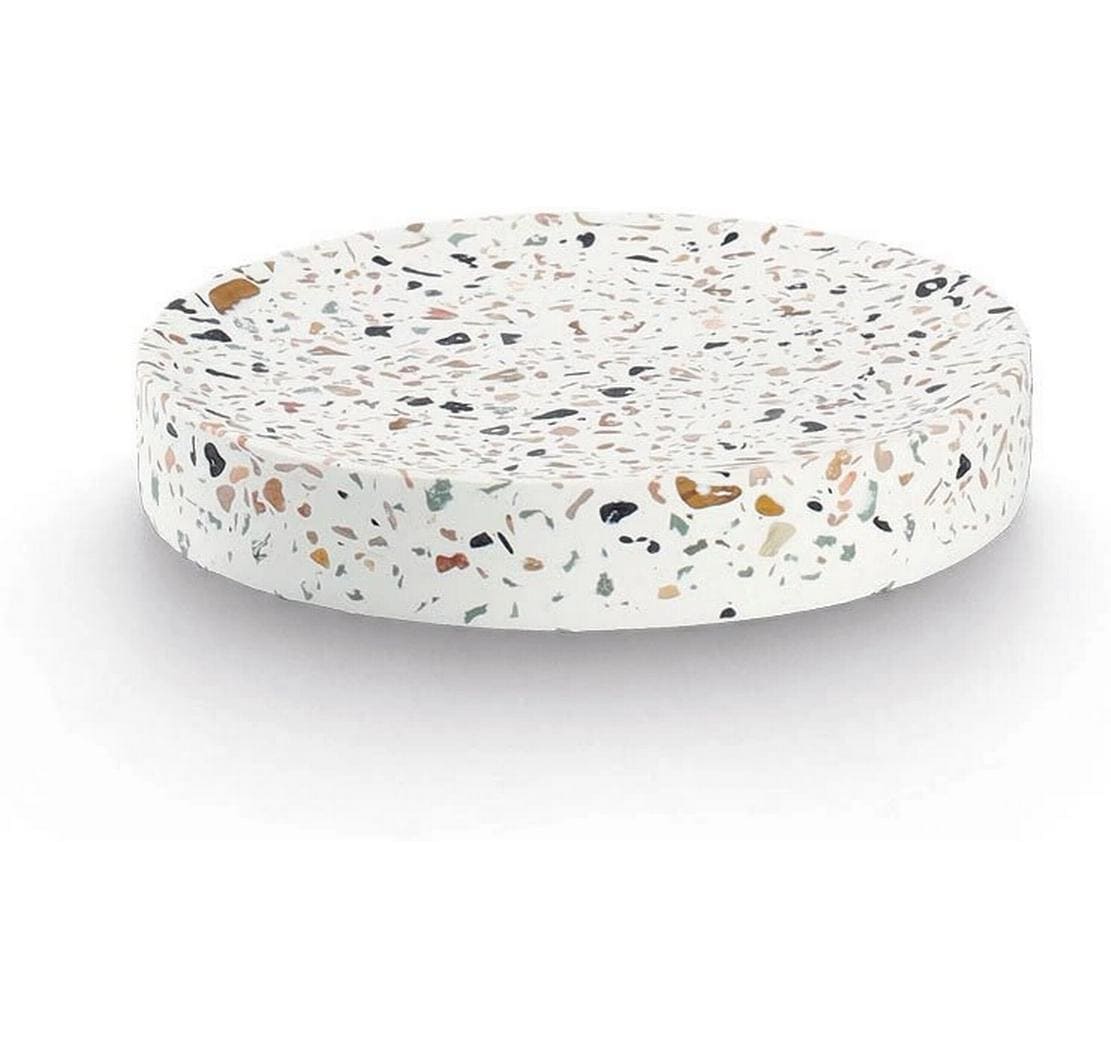Zeller Present Seifenschale Terrazzo – Zement, 11,6×11,6×2 cm, Mehrfarbig