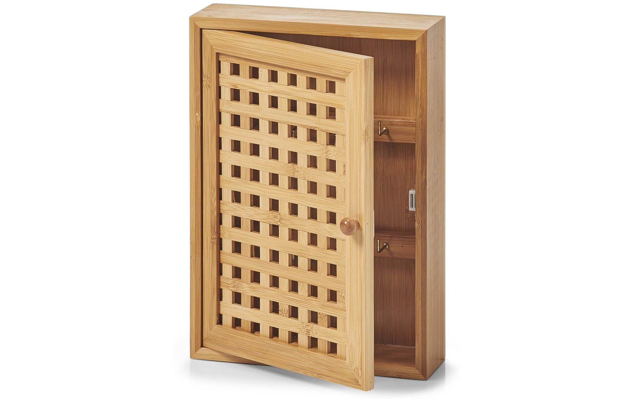 Zeller Present Bamboo – Schlüsselkasten, Zylinderschloss, Holz, Braun, 190 × 60 × 270 mm