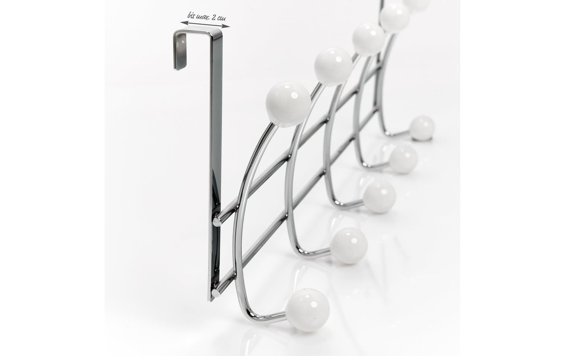 Zeller Present Wandgarderobe 5 Haken – Keramik/Metall – Silber/Weiss – 480 × 185 × 80 mm