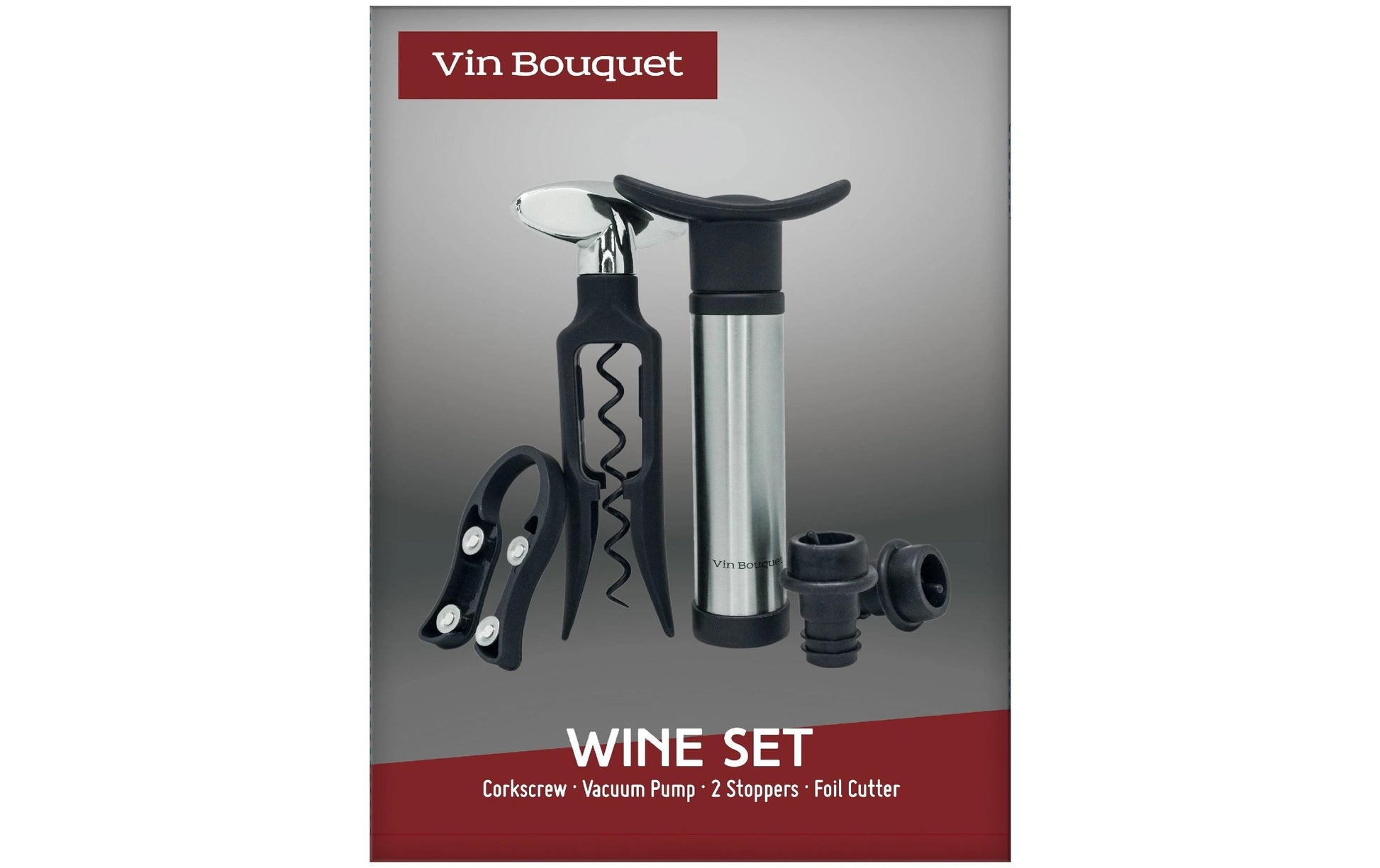 Vin Bouquet Sommelier-Set – 4-teilig, Edelstahl/Kunststoff (ABS), Schwarz