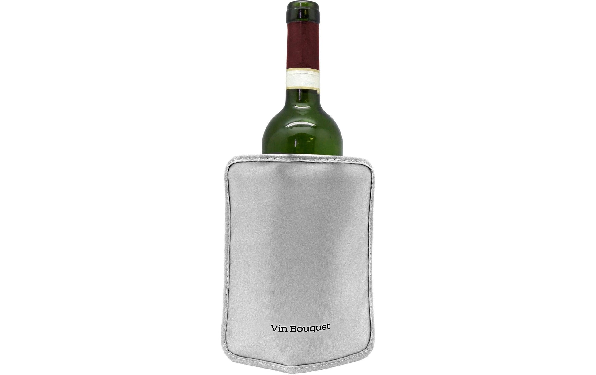 Vin Bouquet Flaschenmanschette – 18 × 15 × 2 cm, Kunststoff/Nylon, Silber, mit elastischem Band, für 1 Flasche