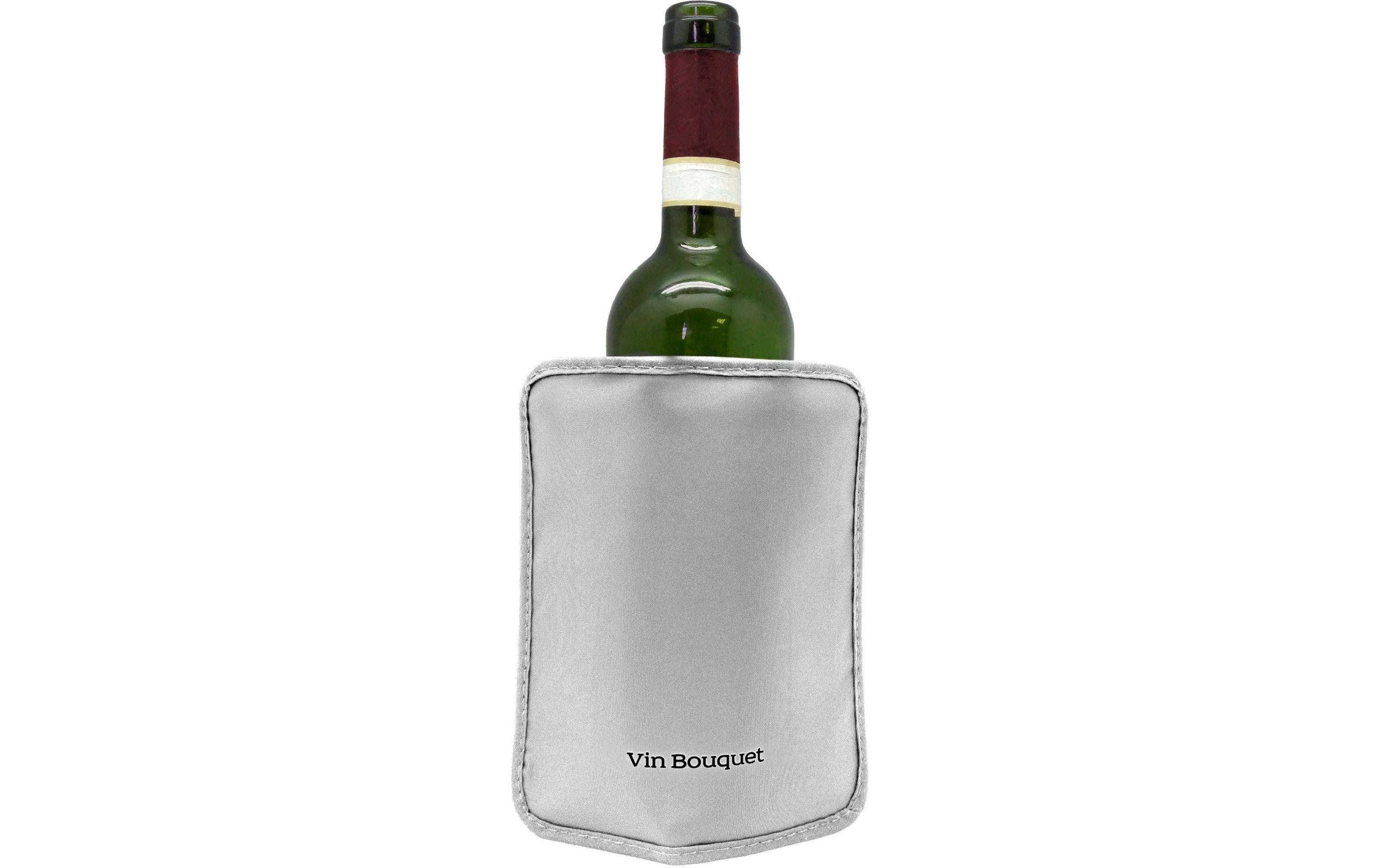 Vin Bouquet Flaschenmanschette – 18 × 15 × 2 cm, Kunststoff/Nylon, Silber, mit elastischem Band, für 1 Flasche