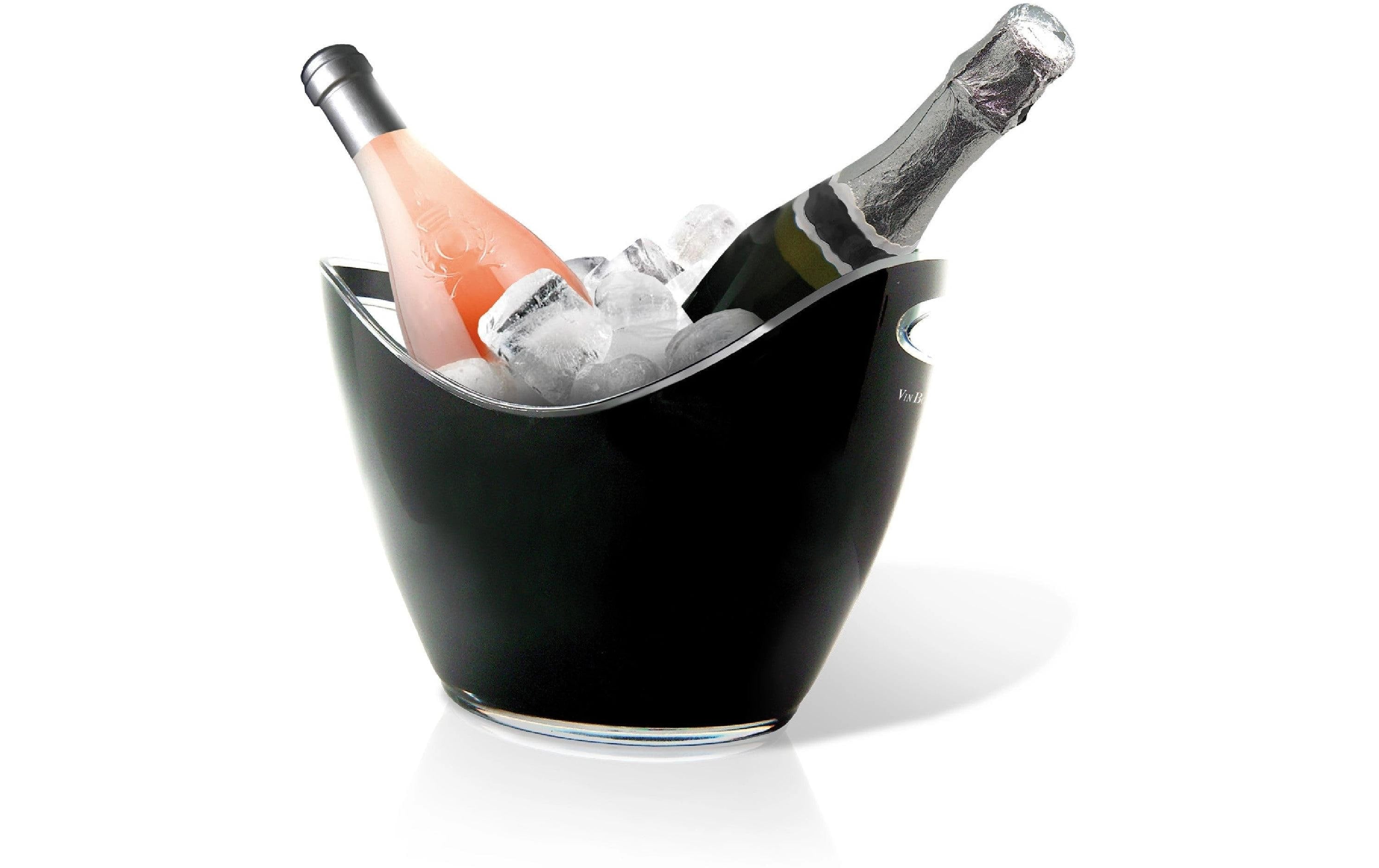 Vin Bouquet Champagnerkühler – 1,3 l, 26,5 × 20 × 20,5 cm, Acryl/Polystyrol (PS), Schwarz, für 2 Flaschen