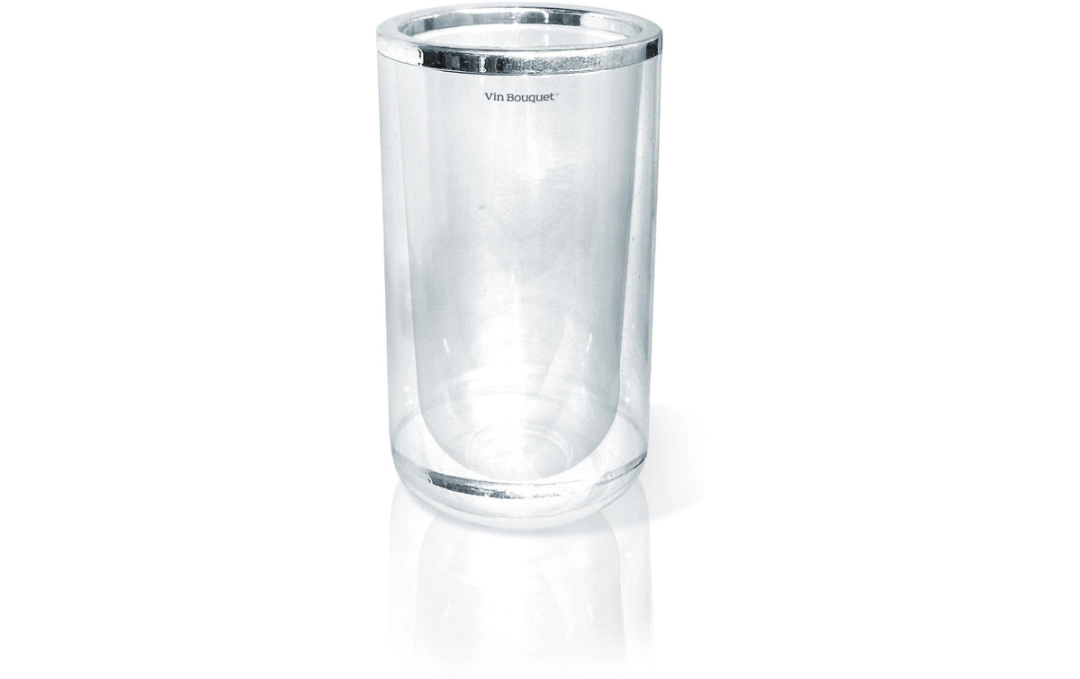 Vin Bouquet Weinkühler – Ø 11,5 × 23 cm, Kunststoff (Acryl), Silber, Transparent, doppelwandig, für 1 Flasche