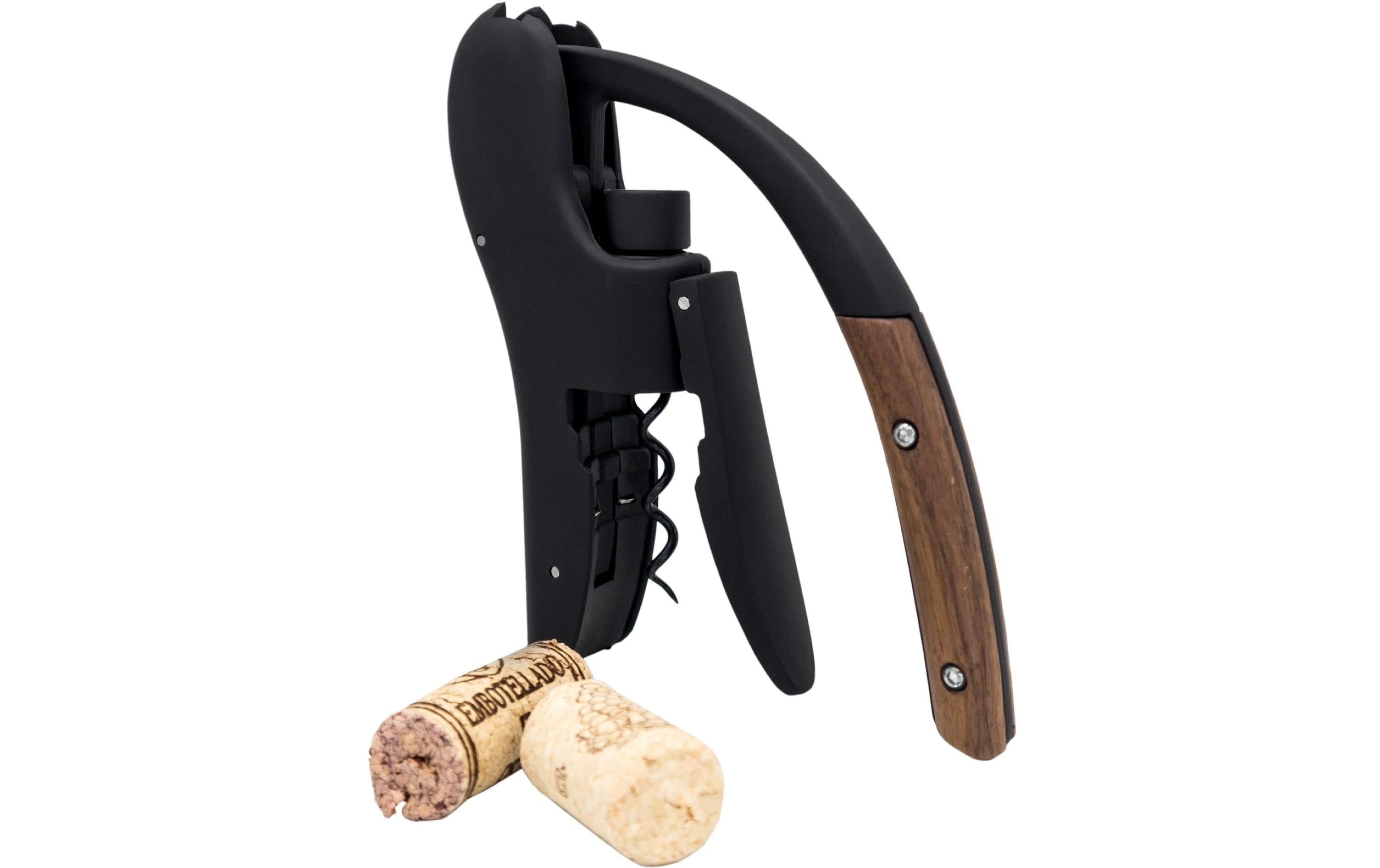 Vin Bouquet Hebelkorkenzieher – Edelstahl, Nussbaumholz, Braun/Schwarz