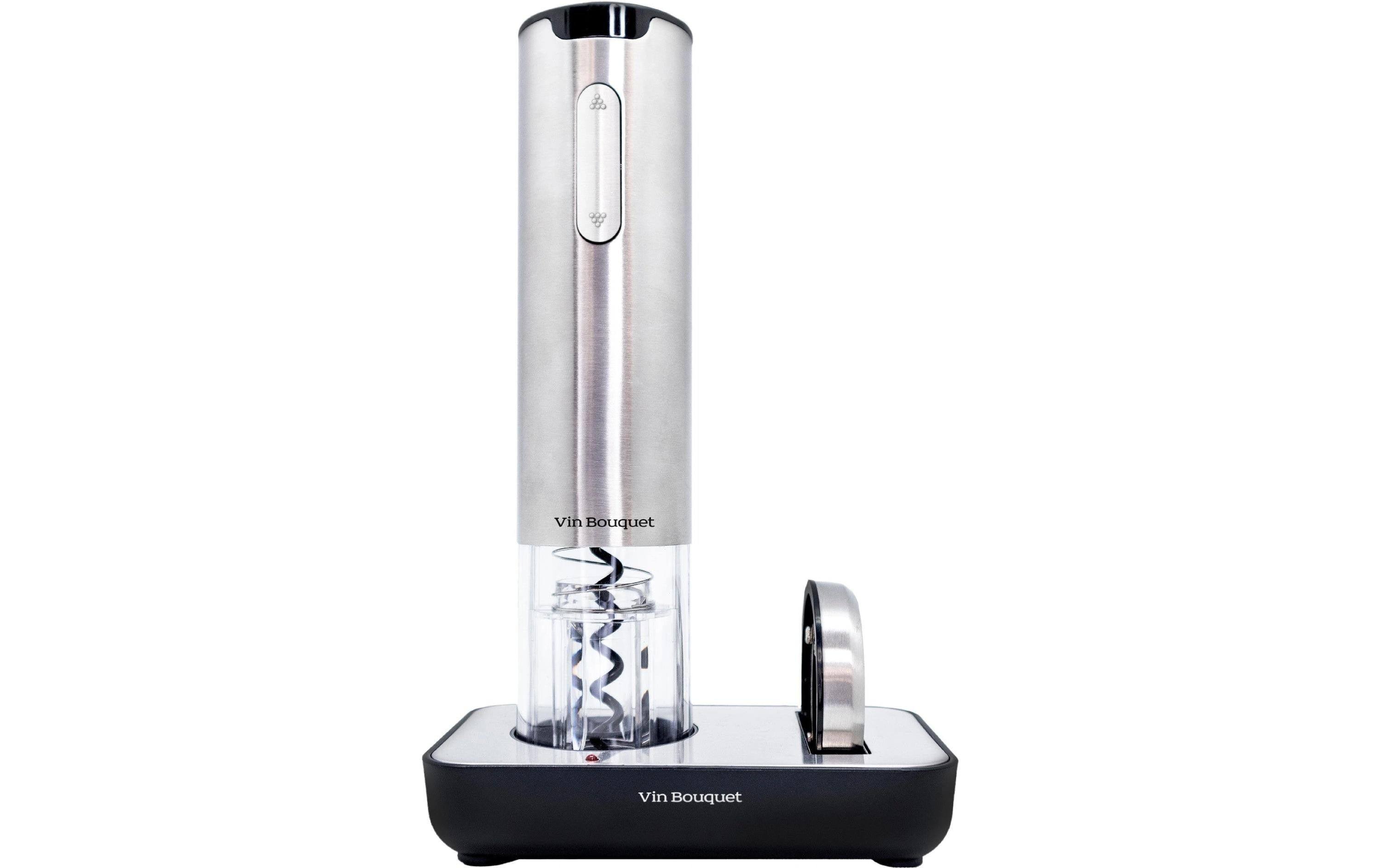 Vin Bouquet Elektrischer Korkenzieher – Akku, USB-Ladefunktion, mit Kapselschneider, Schwarz/Silber