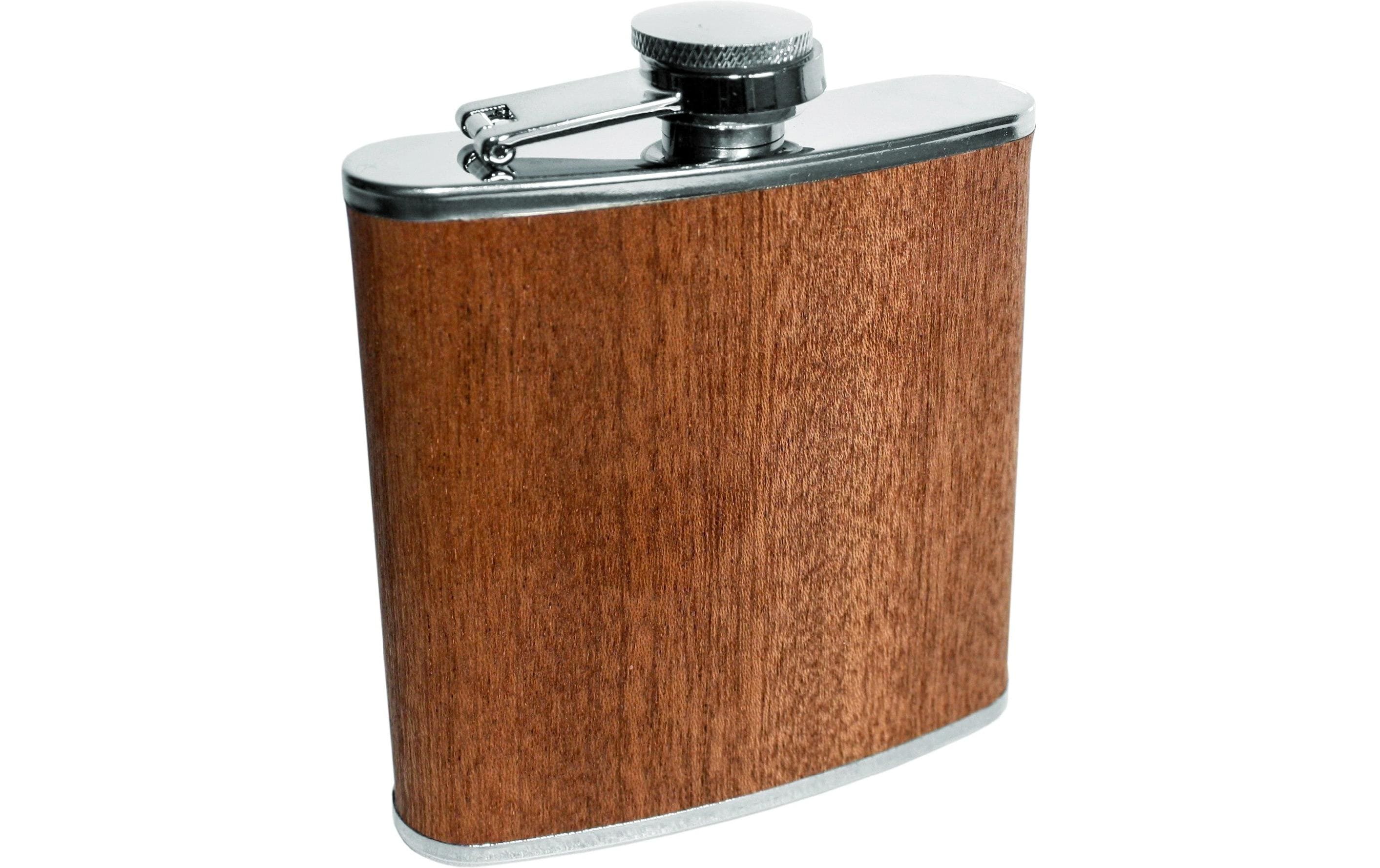 Vin Bouquet Flachmann – 177 ml, Edelstahl/Holz, Braun