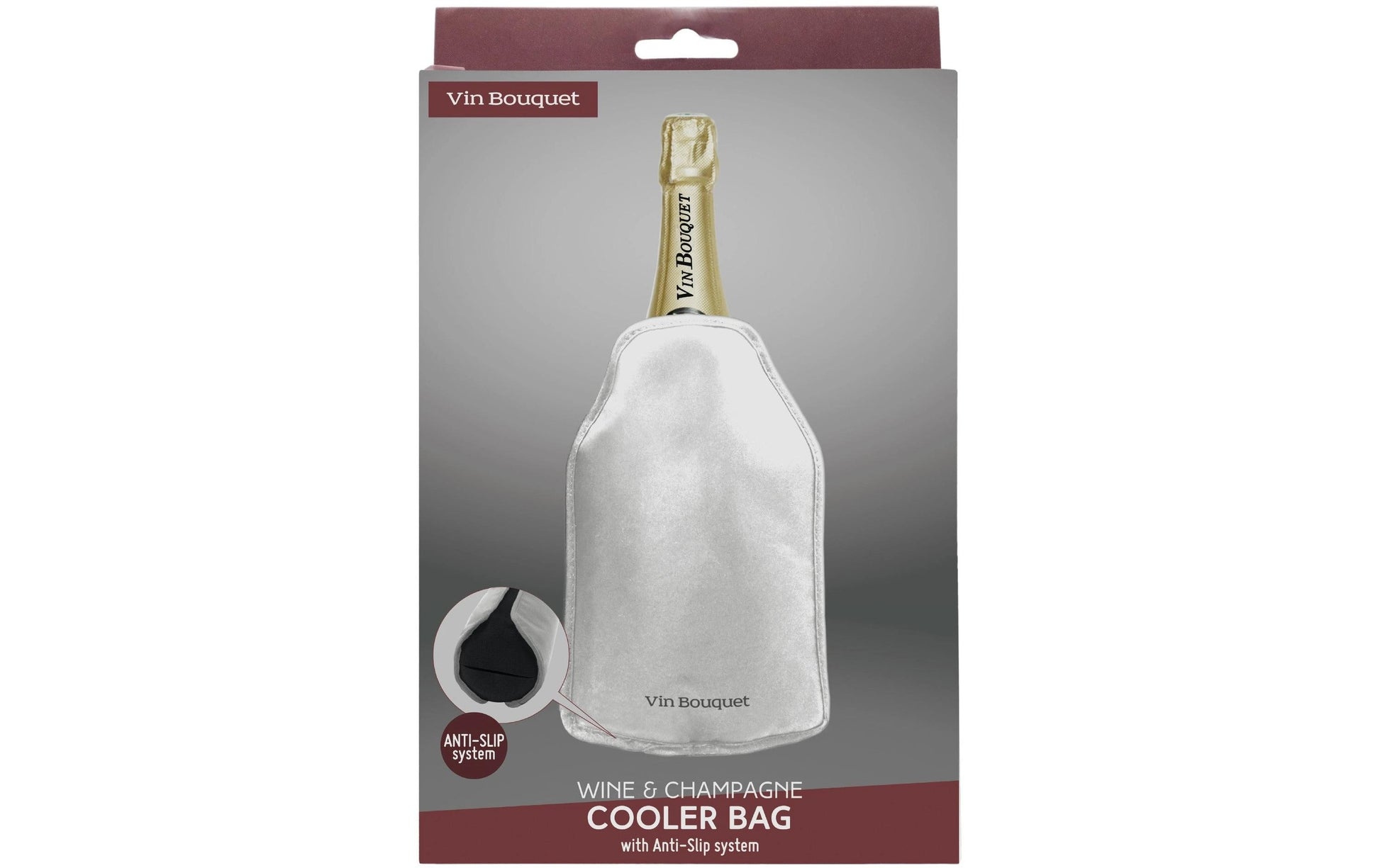 Vin Bouquet Flaschenmanschette – 23,5 cm, Nylon/Gummi, Silber, Anti-Slip