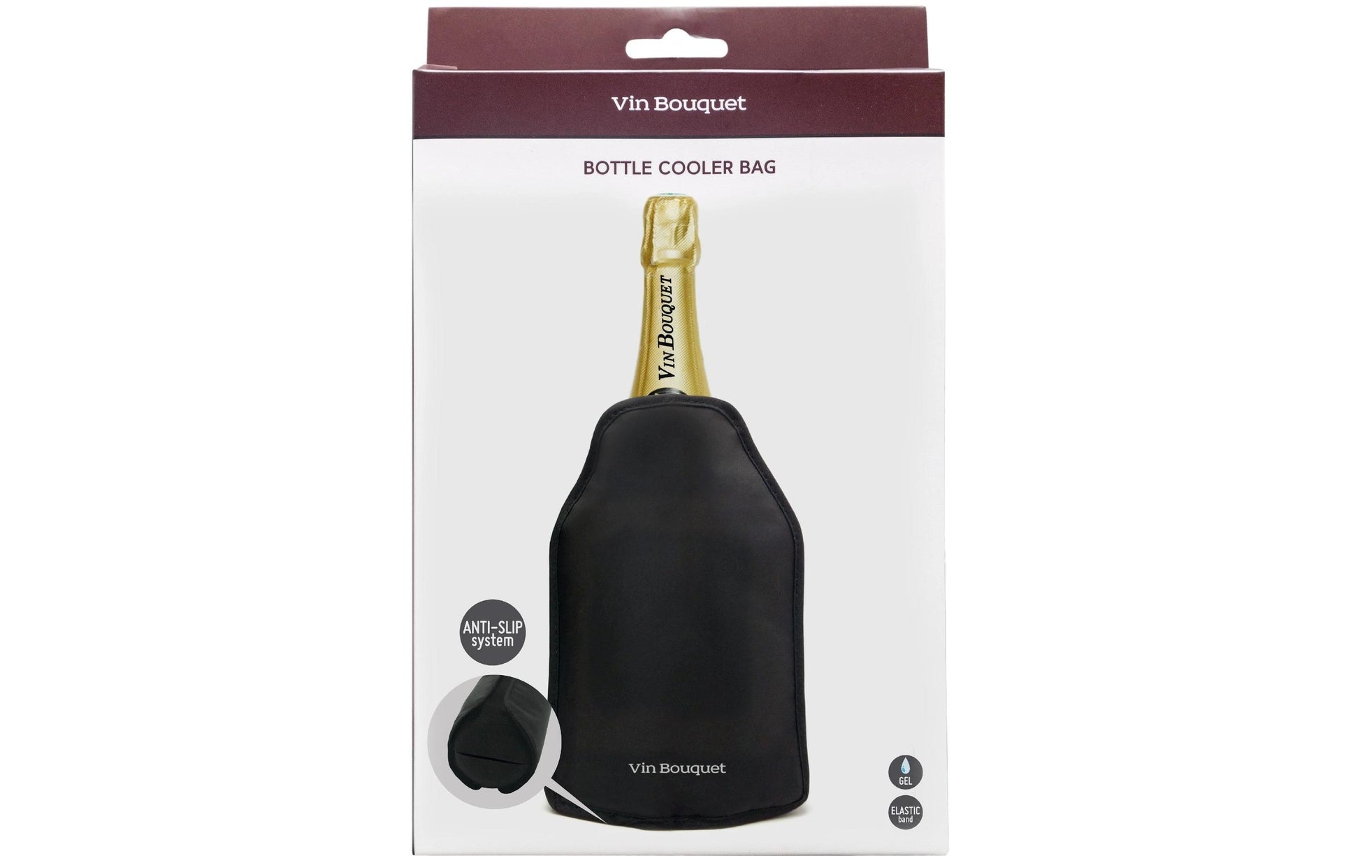 Vin Bouquet Flaschenmanschette Anti-Rutsch – Kunststoff/Nylon, Gummi, Schwarz, für 1 Flasche