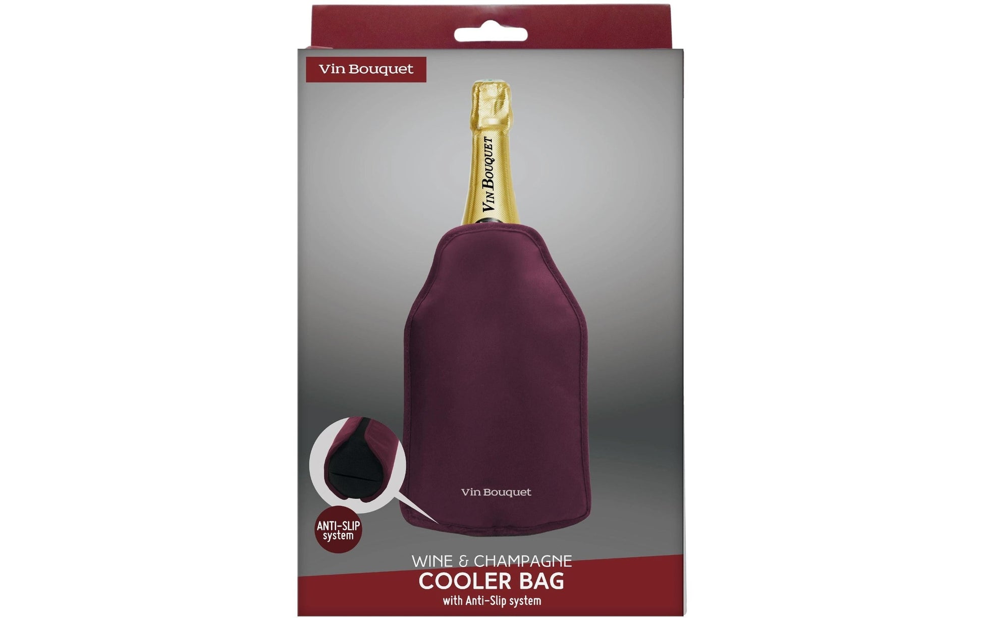 Vin Bouquet Flaschenmanschette – 23 × 16 × 2 cm, Kunststoff (Nylon), Gummi, Bordeaux, Anti-Rutsch