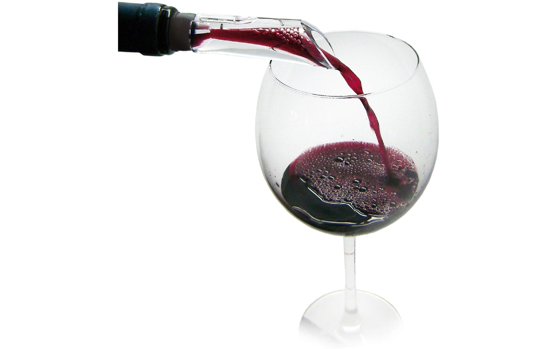 Vin Bouquet Weinausgiesser – 16 cm, Belüfter 8 cm, Silikon, Schwarz/Silber/Transparent, 1 Stk.