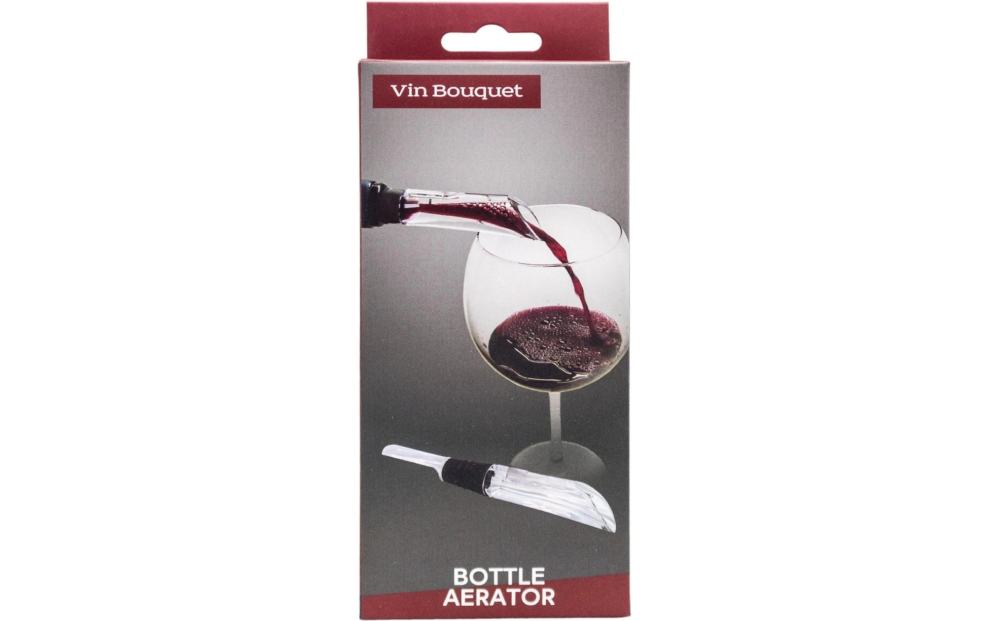 Vin Bouquet Weinausgiesser – 16 cm, Belüfter 8 cm, Silikon, Schwarz/Silber/Transparent, 1 Stk.
