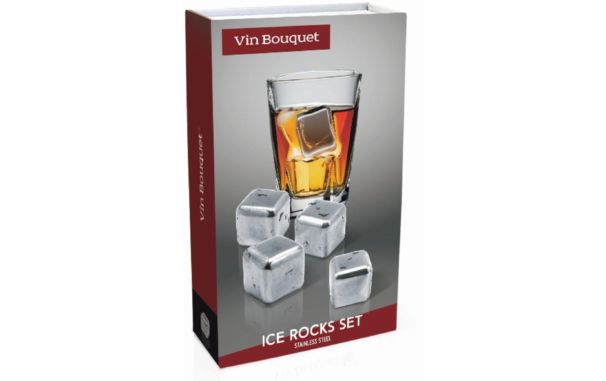 Vin Bouquet Whiskysteine – Ø 3,5 × 2,5 cm, Edelstahl, 4 Stk.