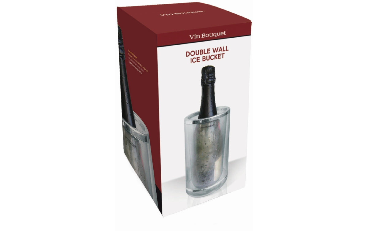 Vin Bouquet Weinkühler – Ø 11,5 × 23 cm, Kunststoff (Acryl), Silber, Transparent, doppelwandig, für 1 Flasche