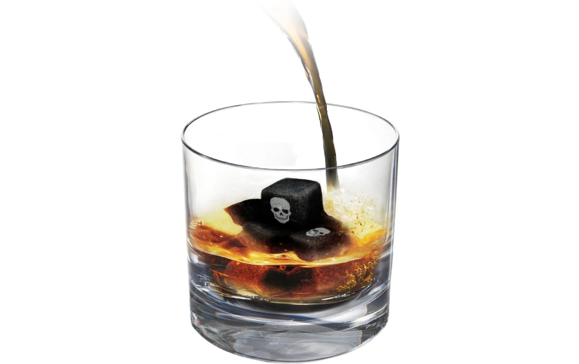 Vin Bouquet Whiskysteine Totenkopf – 10,5 × 3 × 15,5 cm, Stein, Schwarz/Weiss, 9 Stk., sortierte Formen