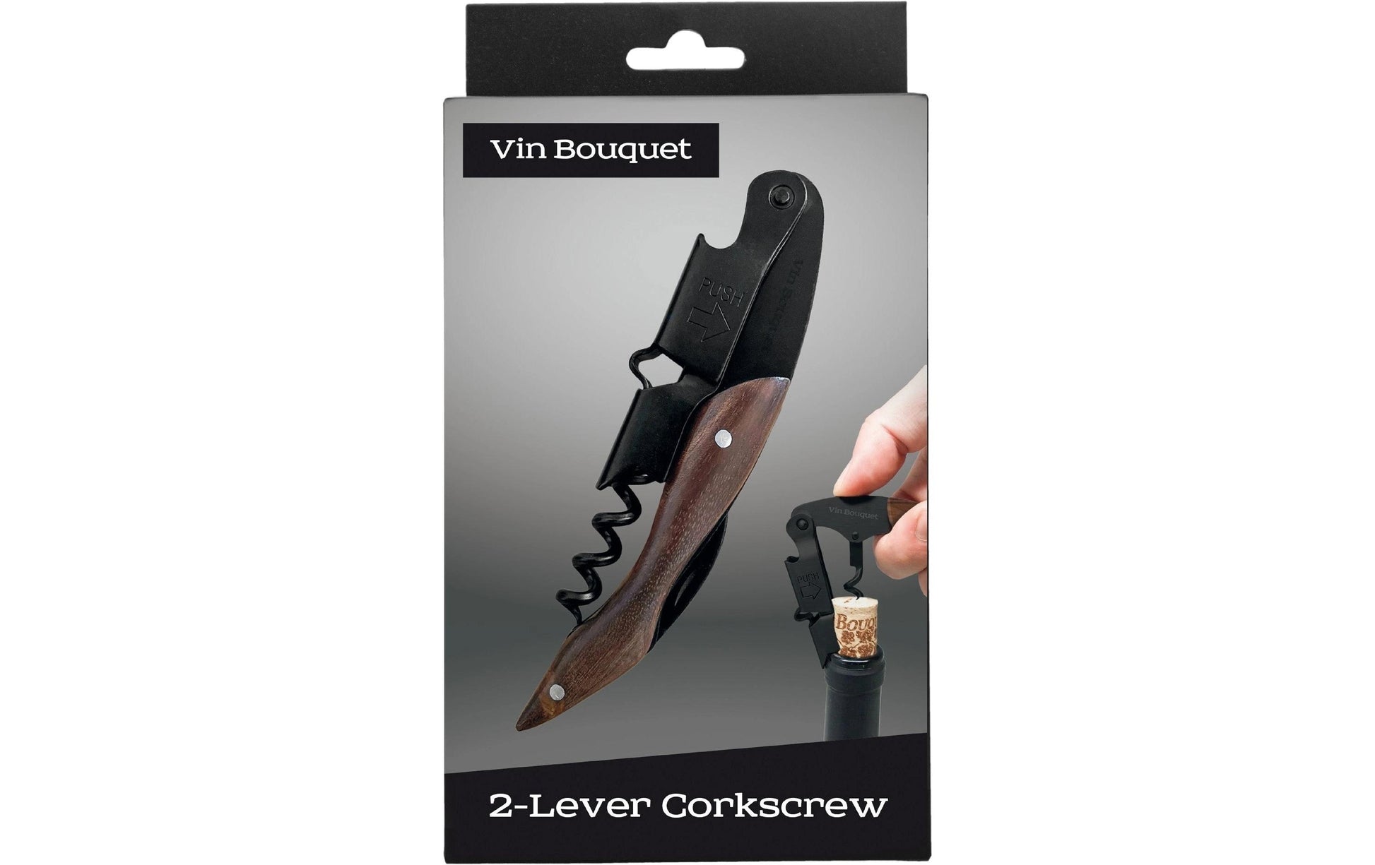 Vin Bouquet Kellnermesser – 2,5 × 1 cm, Holz (Walnuss)/Edelstahl/Zink, mit Kapselheber, Kapselschneider