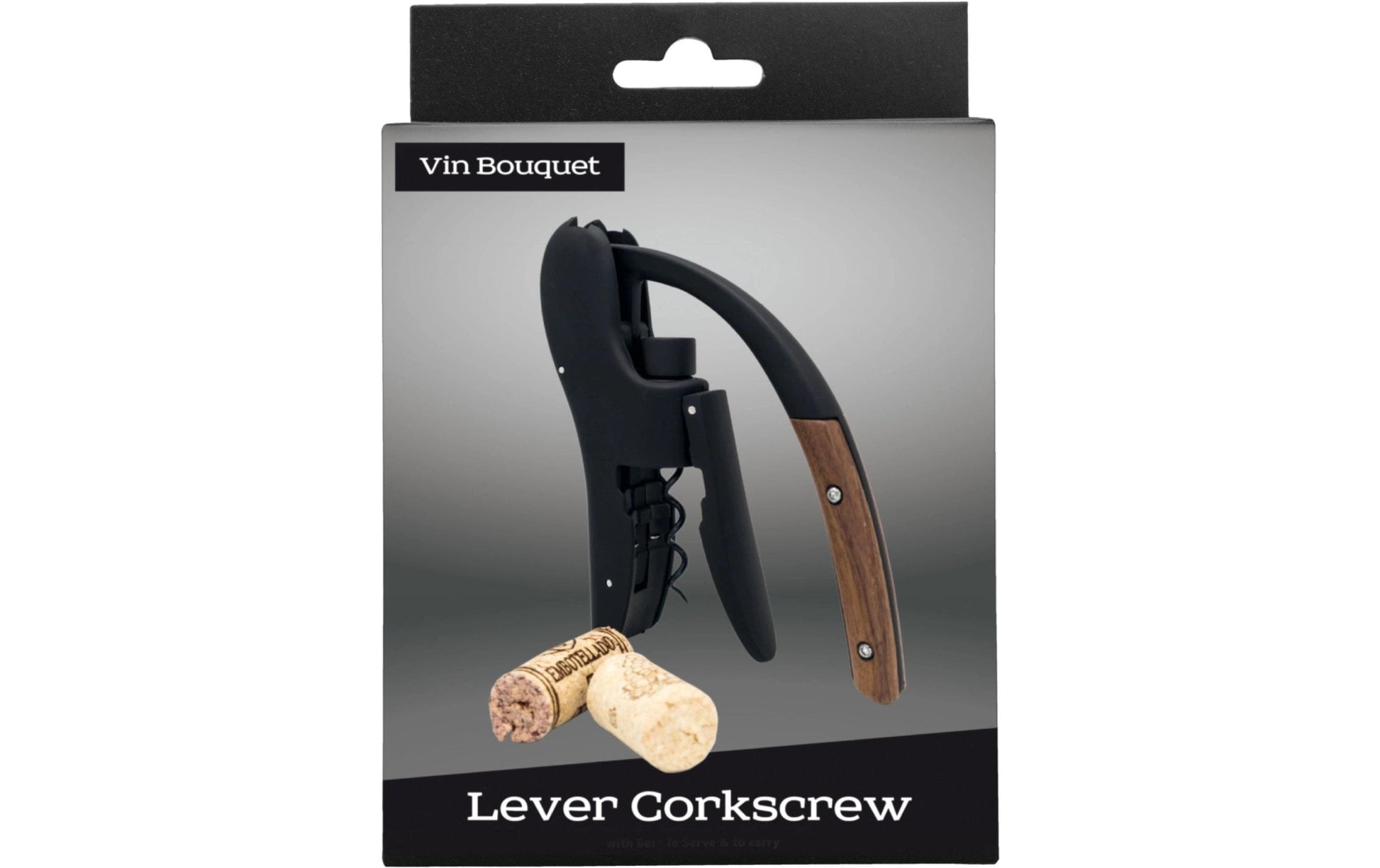 Vin Bouquet Hebelkorkenzieher – Edelstahl, Nussbaumholz, Braun/Schwarz