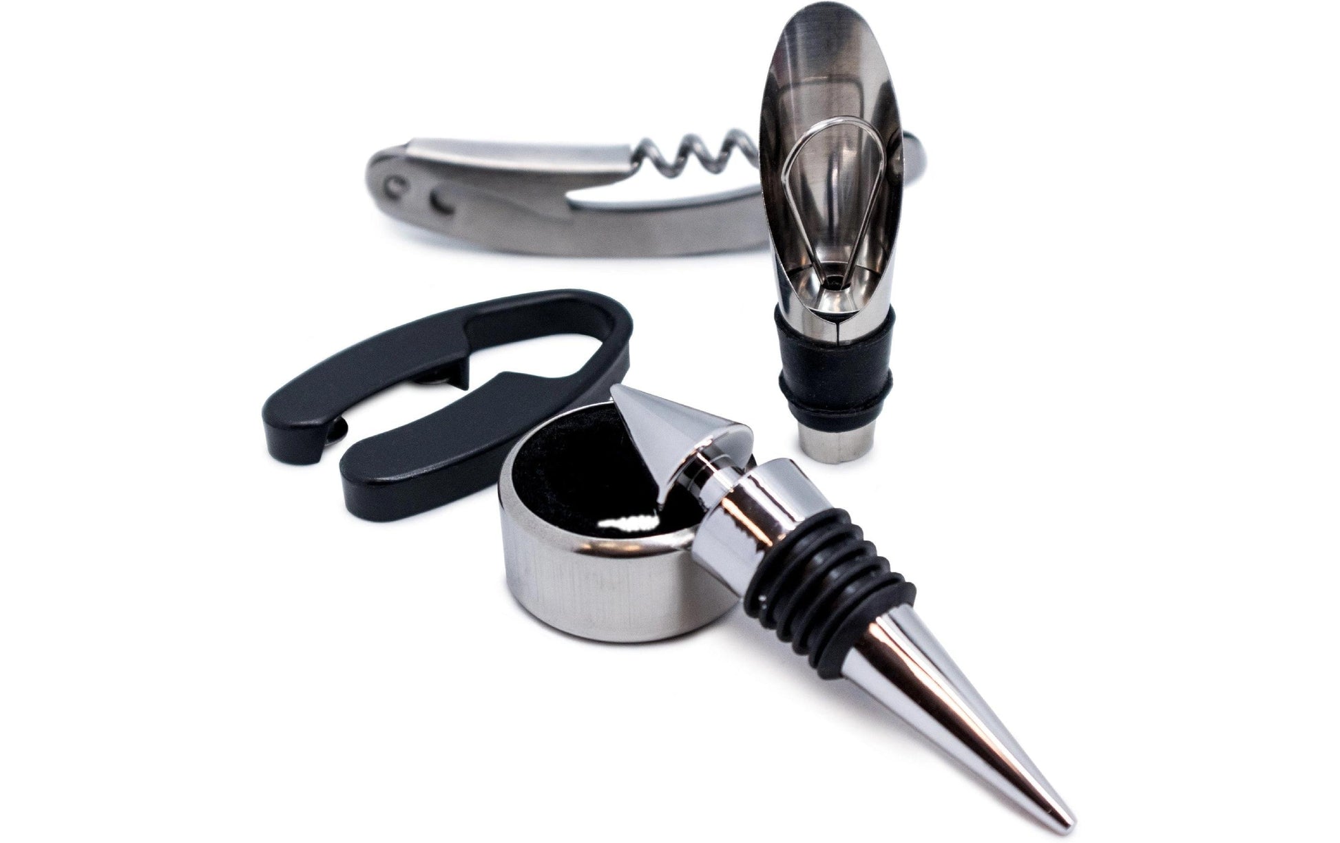 Vin Bouquet Sommelier-Set – 6-teilig, Edelstahl/Kunststoff, Schwarz, mit Kapselschneider