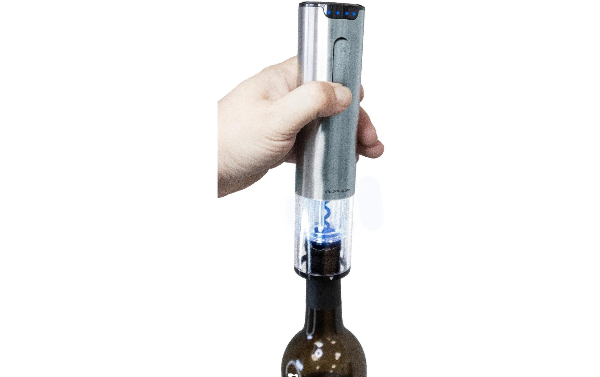 Vin Bouquet Elektrischer Korkenzieher – Akku, USB-Ladefunktion, mit Kapselschneider, Schwarz/Silber