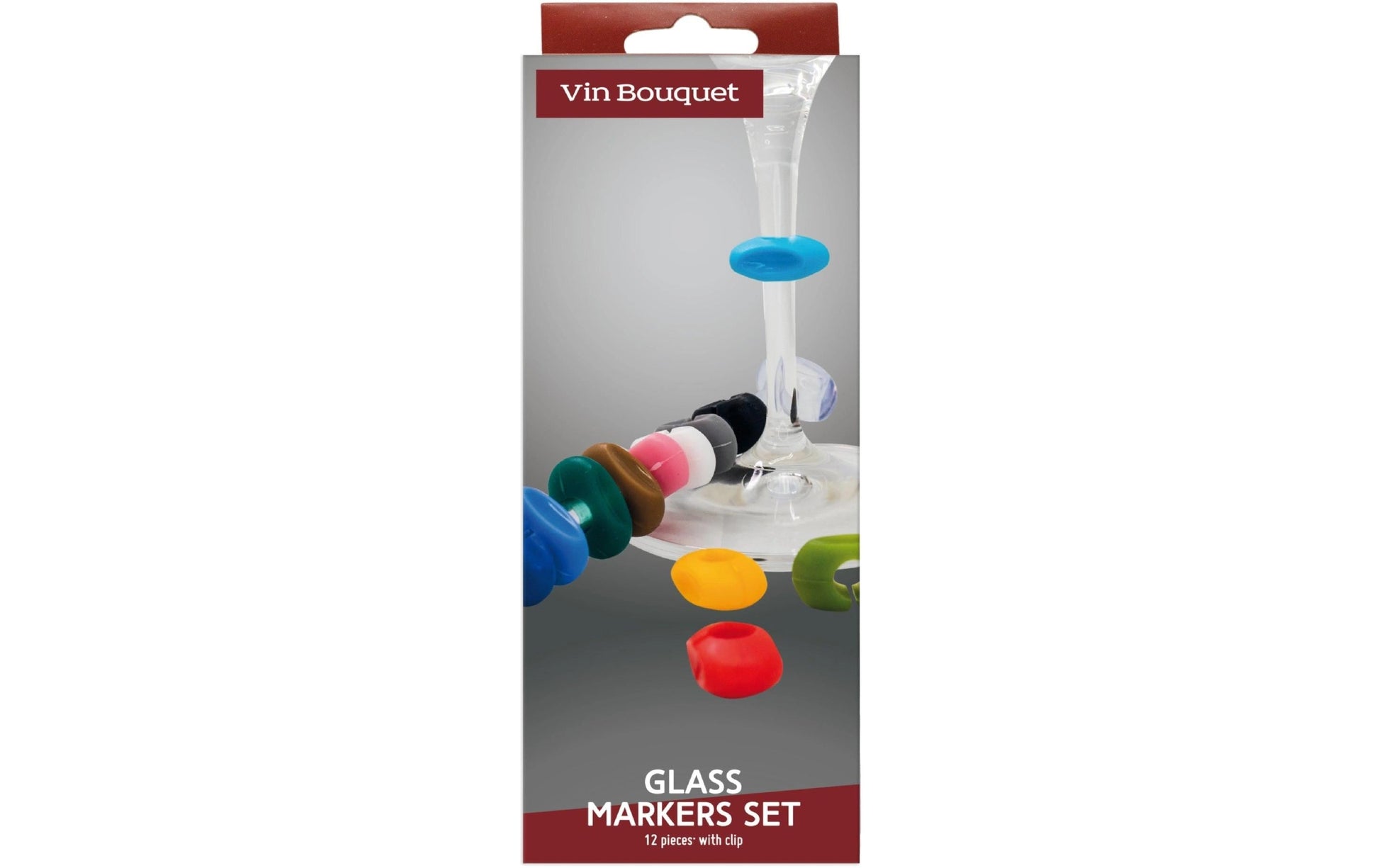 Vin Bouquet Glasmarkierer – Silikon, Mehrfarbig, rund