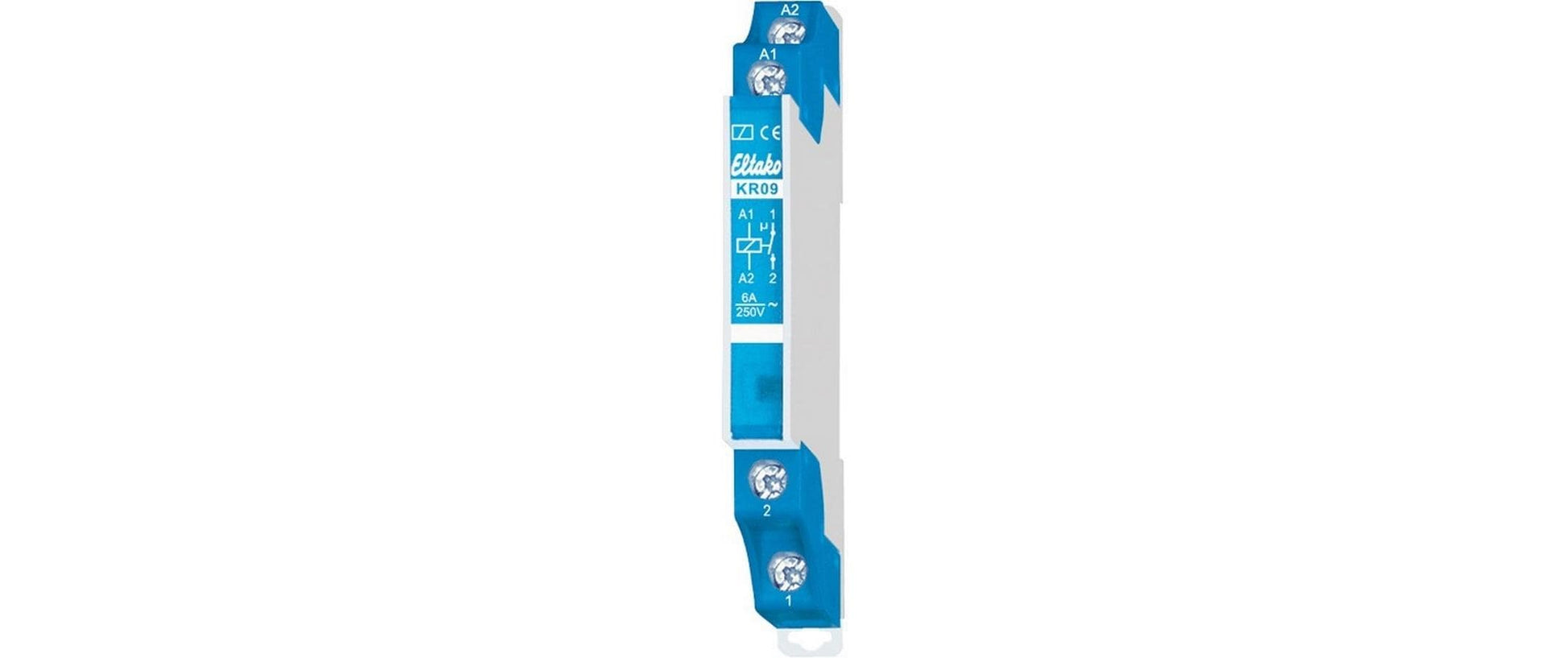 Eltako Relais mit Sockel – 230 V, 600 VA, 1× Schliesser, Passend für 35 mm-Tragschiene – Blau – KR09