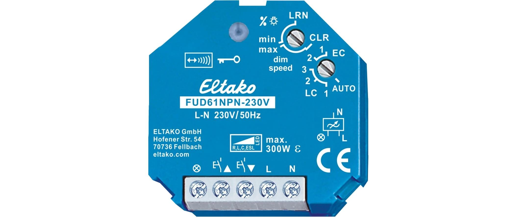 Eltako FUD61NPN-230V – Zubehör – Dimmaktor, 300 VA, Unterputzmontage – für EnOcean-Funksensoren und Aktoren