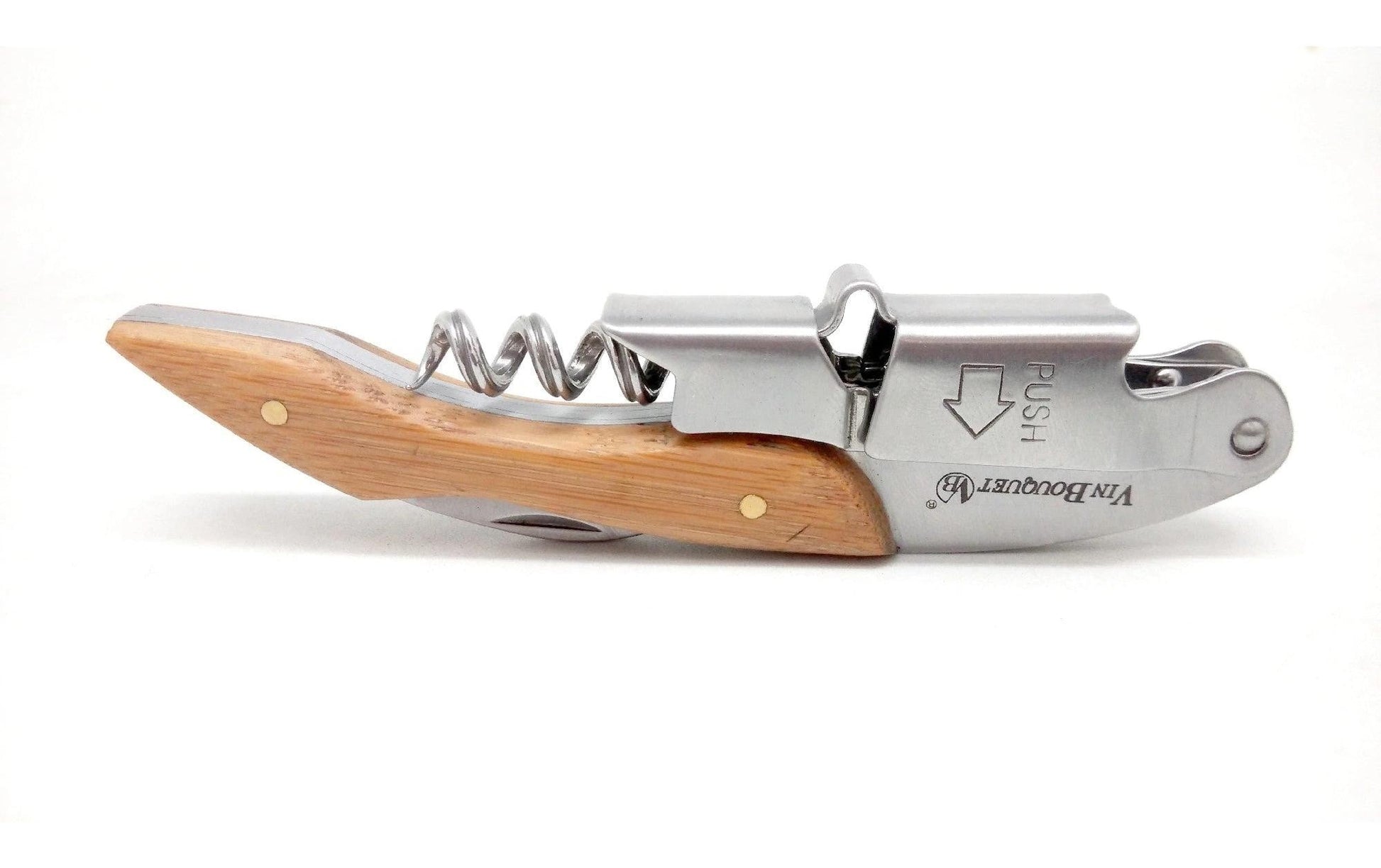 Vin bouquet Kellnermesser – 12 × 3,5 cm, Edelstahl/Holz (Bambus), Kapselheber, Kapselschneider