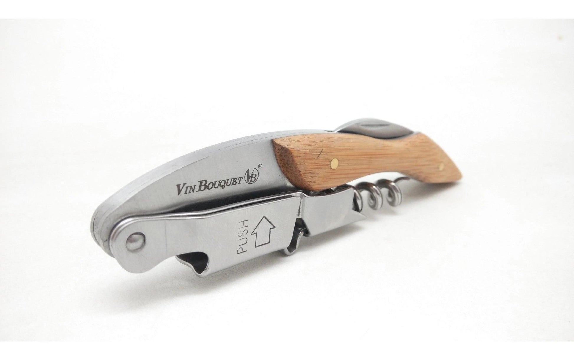 Vin bouquet Kellnermesser – 12 × 3,5 cm, Edelstahl/Holz (Bambus), Kapselheber, Kapselschneider