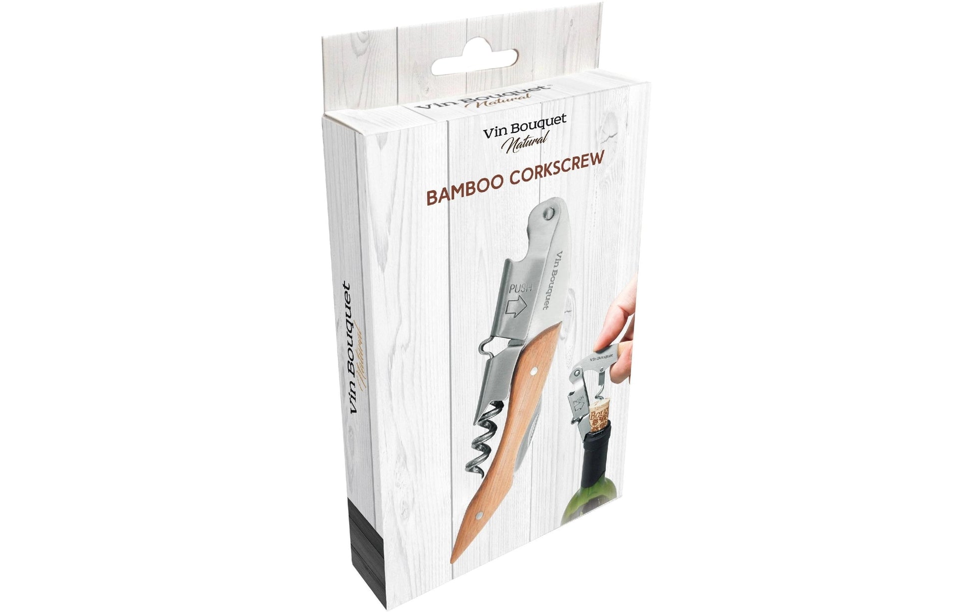 Vin bouquet Kellnermesser – 12 × 3,5 cm, Edelstahl/Holz (Bambus), Kapselheber, Kapselschneider