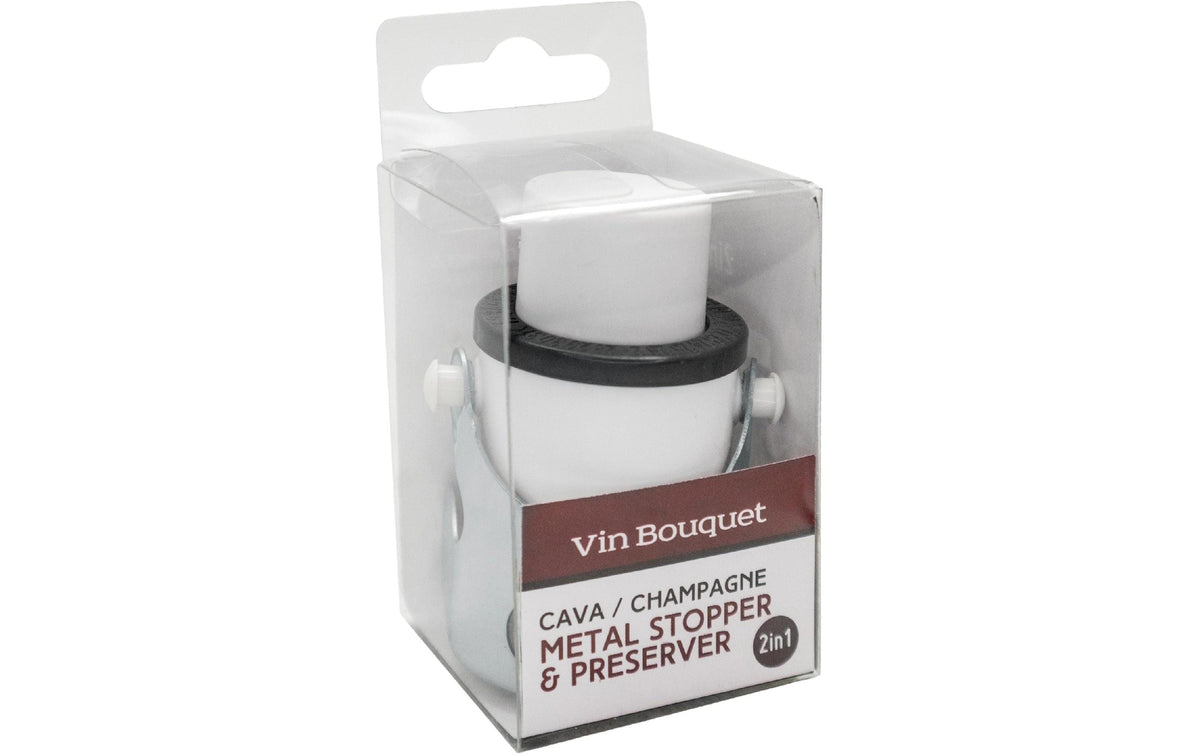Vin Bouquet Flaschenverschluss – 4,5 × 4 × 6,5 cm, Edelstahl/Silikon, 1 Stk., Vakuumverschluss, für Sekt und Champagner